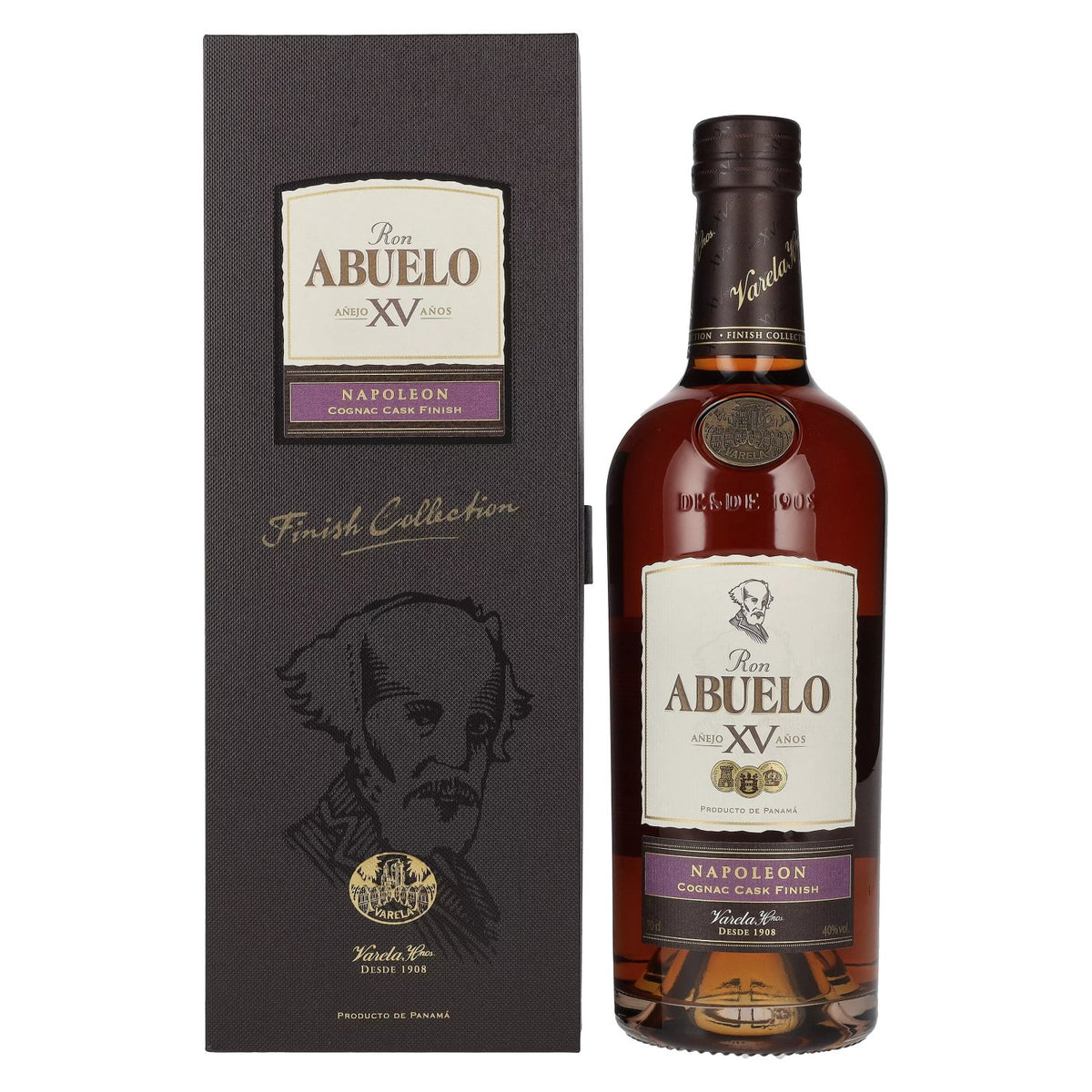Ron Abuelo Añejo XV Años NAPOLEON Cognac Cask Finish 40% vol. 0,7 l in geschenkverpakking