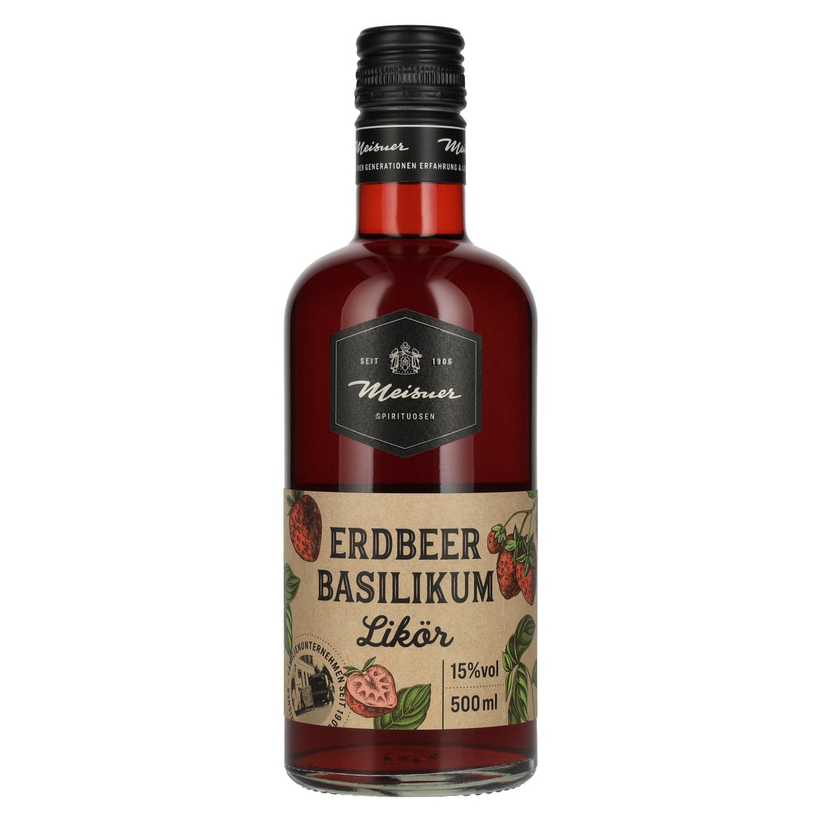 Liqueur Meisner à la fraise et au basilic, 15 % vol., 0,5 l