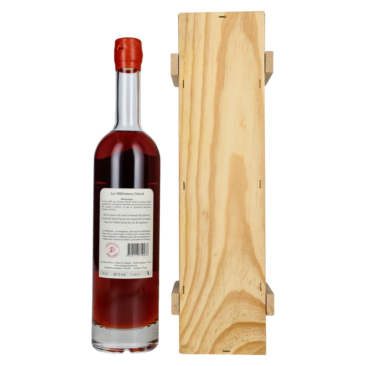 Oude Armagnac Delord Vintage Récolte 1997 40% vol. 0,7 l in houten kist