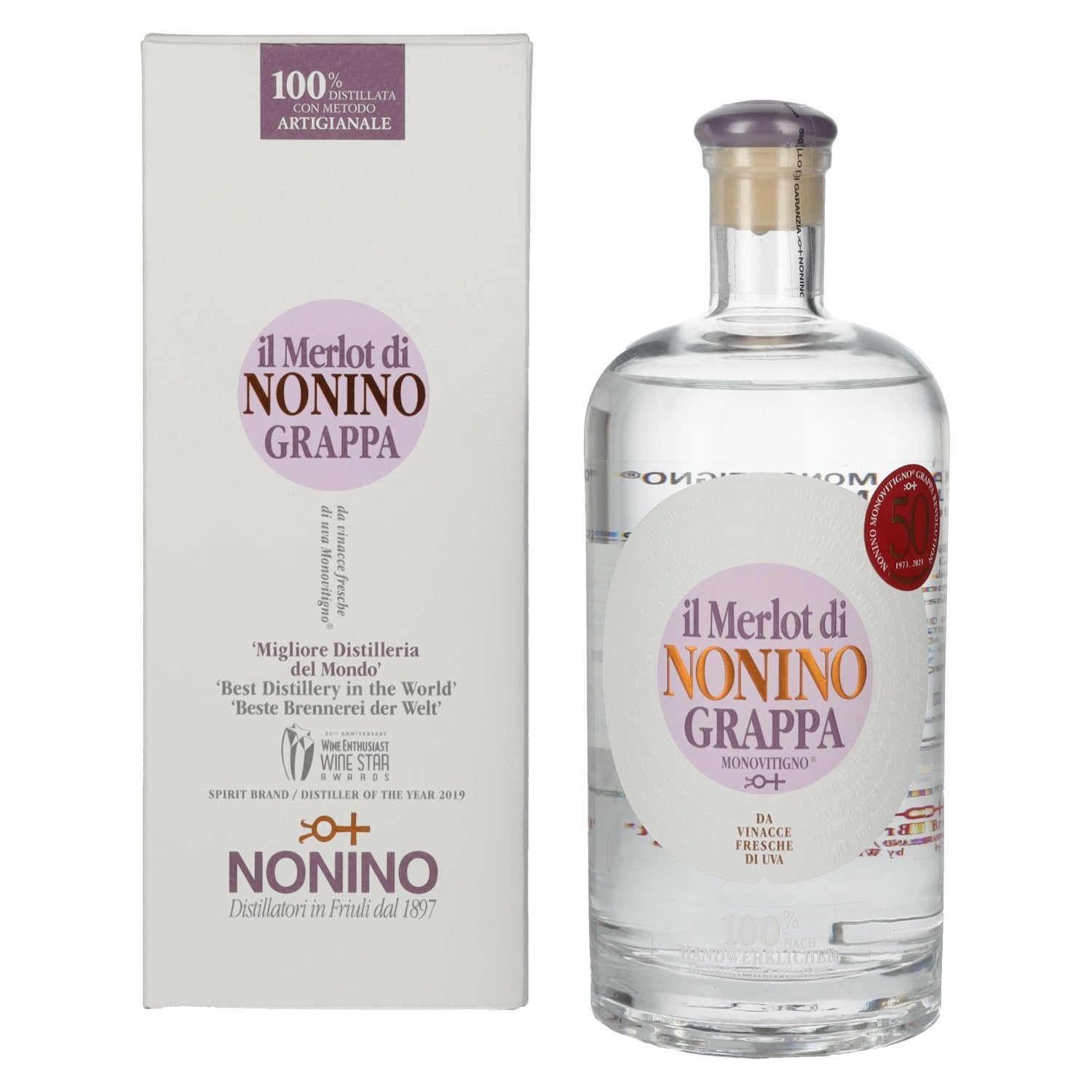 Nonino Grappa Monovitigno il Merlot 41% vol. 0,7l en boîte cadeau