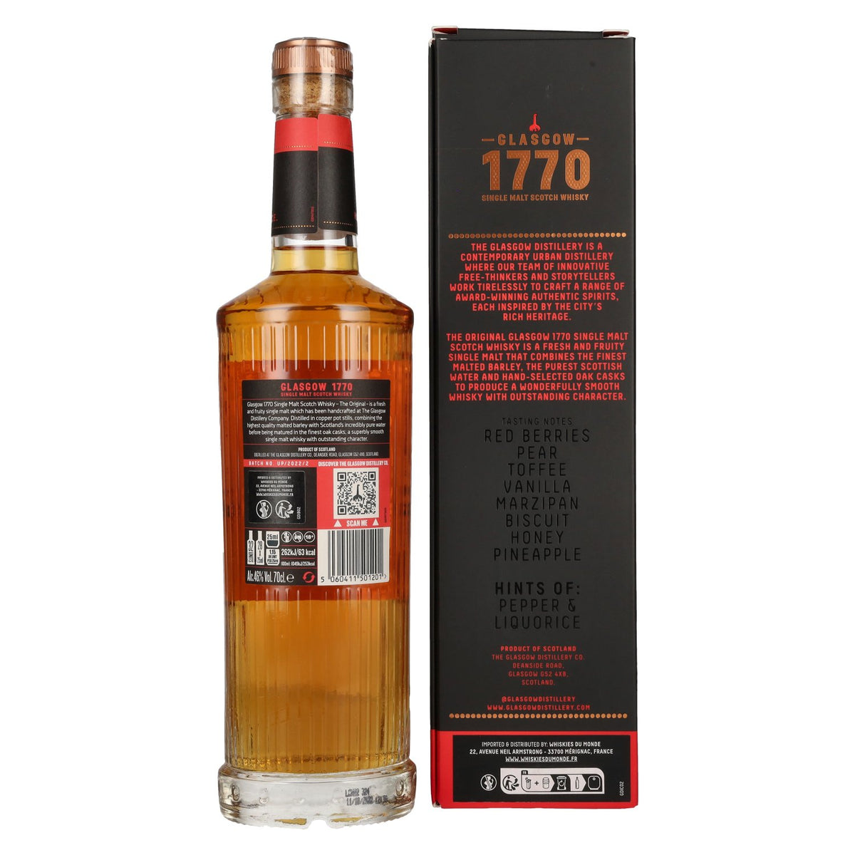 Glasgow 1770 THE ORIGINAL Single Malt Fresh &amp; Fruity 46% vol. 0,7 l in geschenkverpakking