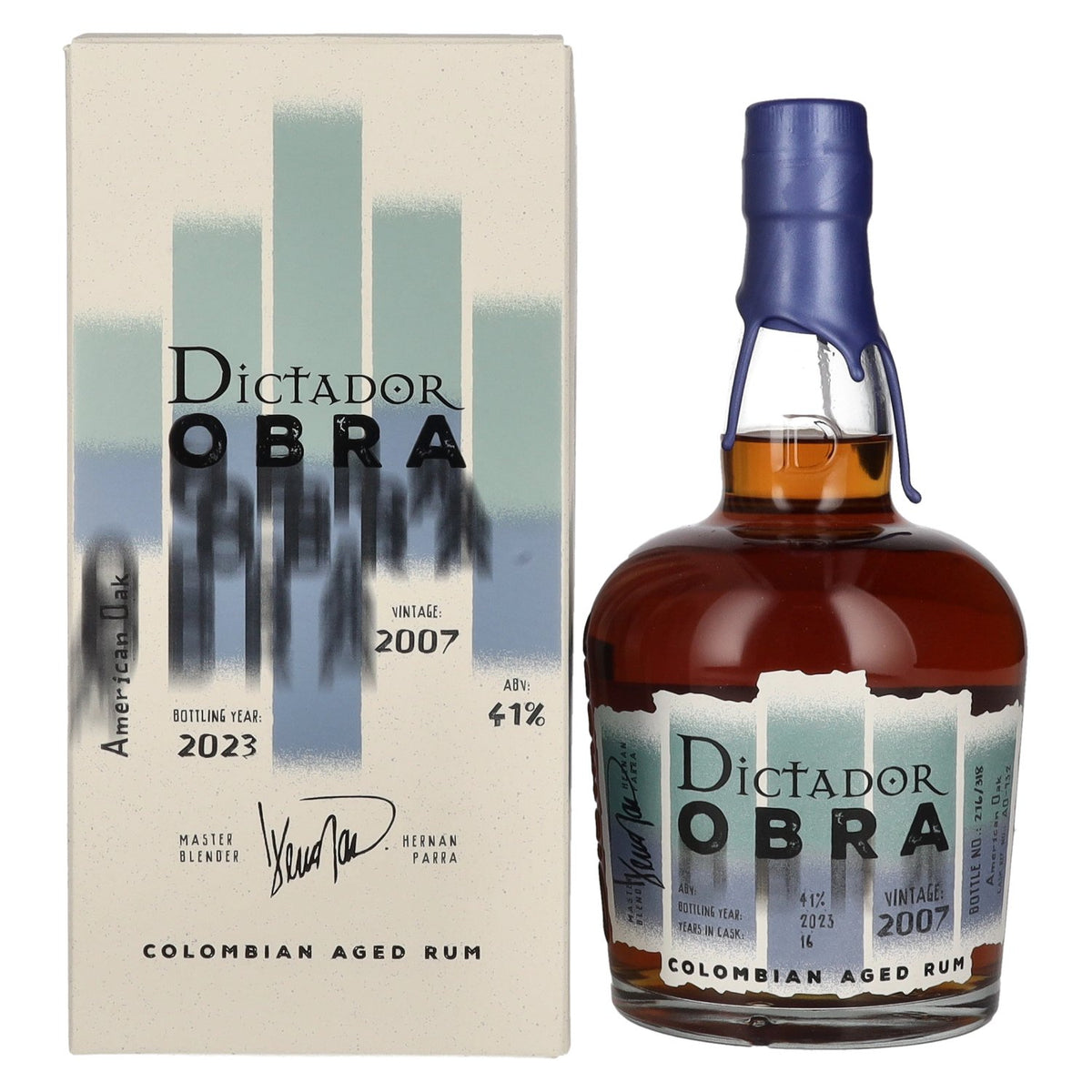 Rhum Dictador OBRA VINTAGE 16 ans d'âge, vieilli en fûts de chêne américain, 2007, 41 % vol., 0,7 l, dans un coffret cadeau