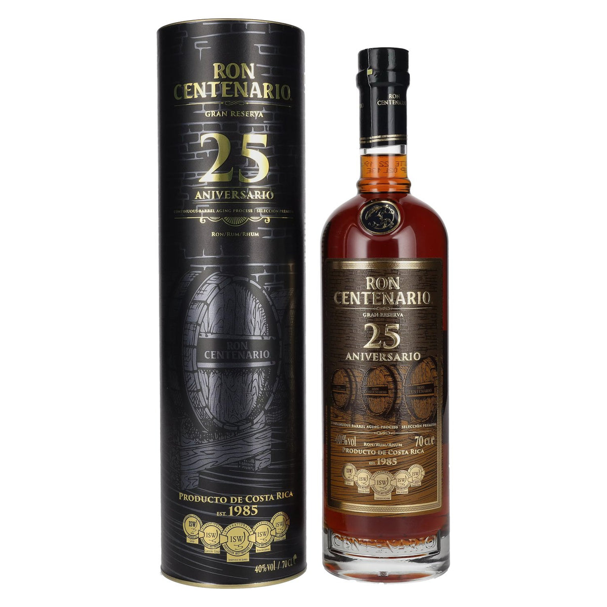 Ron Centenario GRAN RESERVA 25th Anniversary Rum 40% ABV 0.7l in a gift box