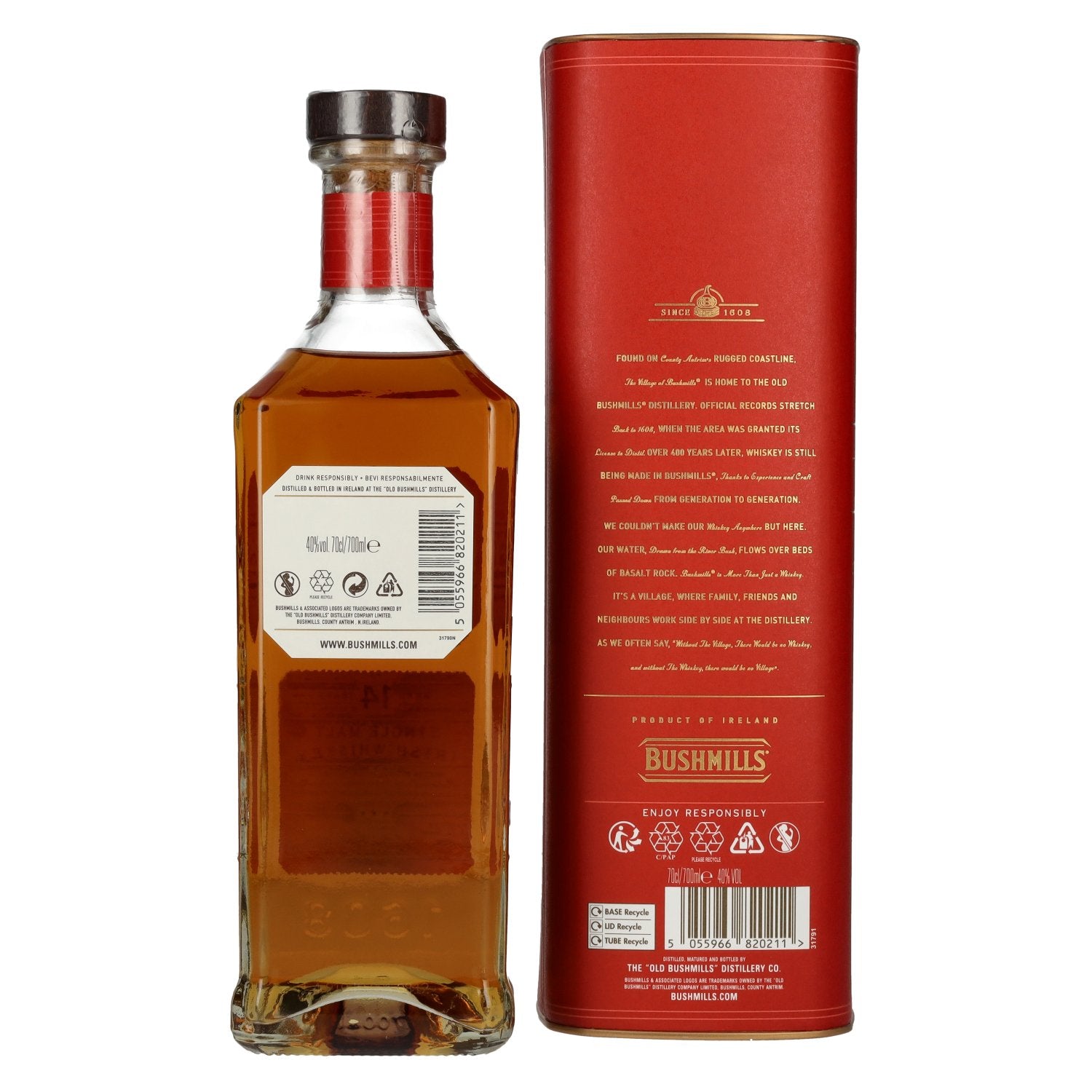 Bushmills 14 Years Old Single Malt Irish Whiskey MALAGA CASK Finish 40% Vol. 0,7l in geschenkverpakking