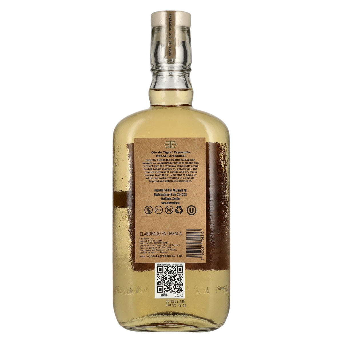 Ojo de Tigre Mezcal Artesanal Reposado 100% agave 37% vol. 0,7 l