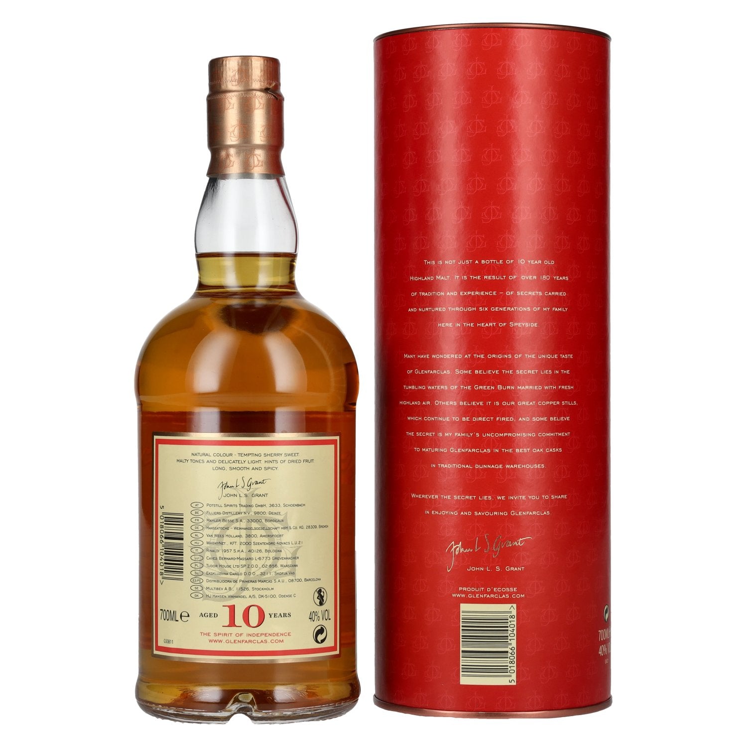 Glenfarclas 10 Years Old Highland Single Malt Scotch Whisky 40% Vol. 0,7l in geschenkverpakking