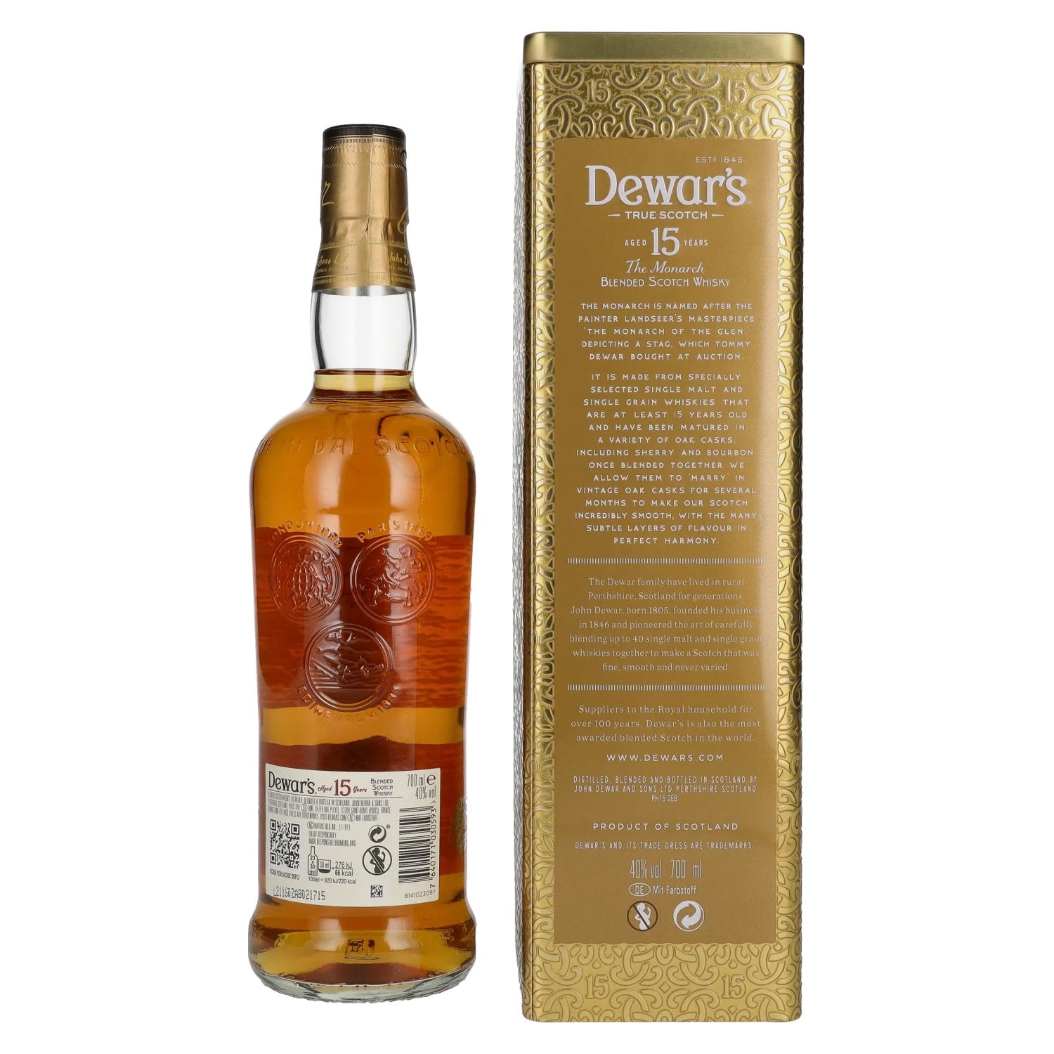 Dewar's 15 Years Old Blended Scotch Whisky 40% Vol. 0,7l in Blikken doos
