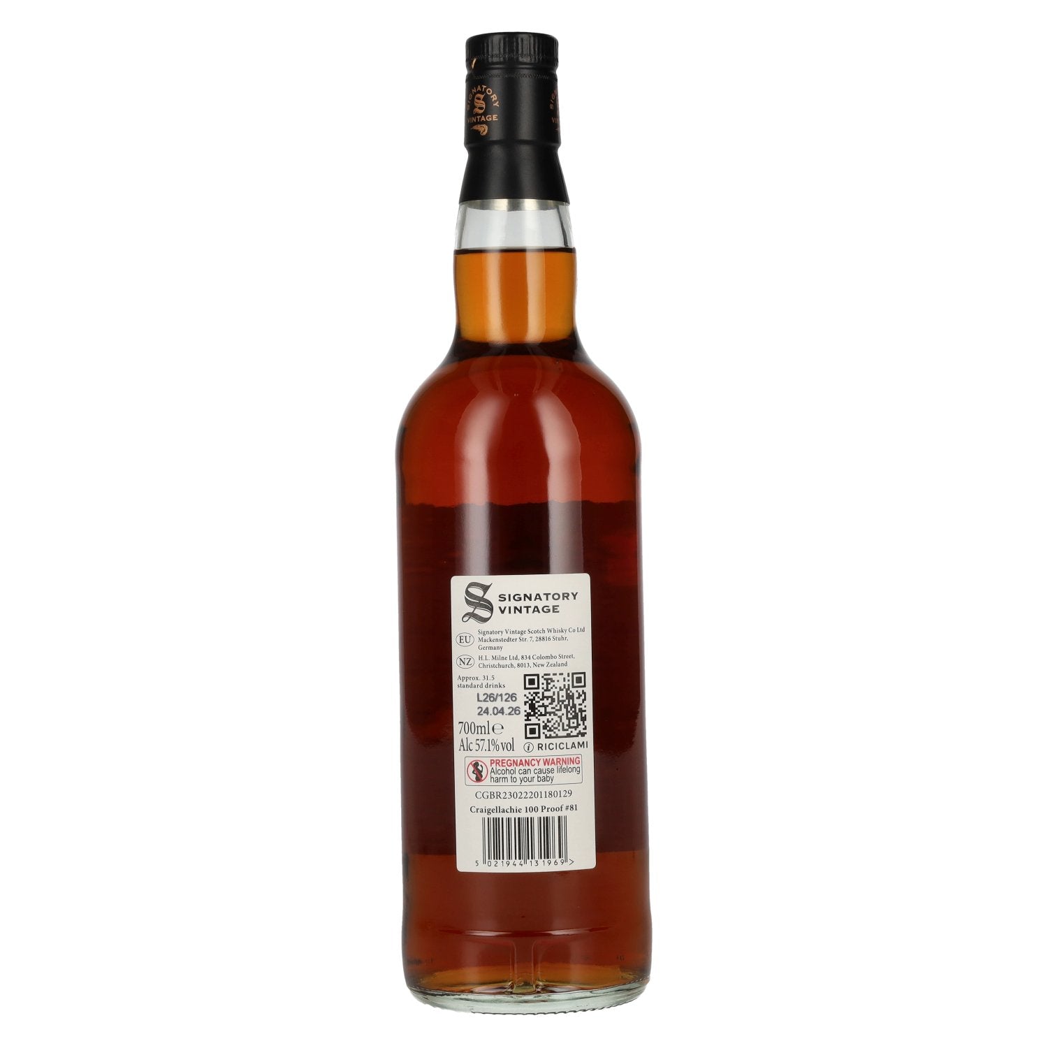 Signatory Vintage 100 Proof Edition Craigellachie 15 ans d'âge Single Malt n° 81 2011 57,1 % vol. 0,7 l