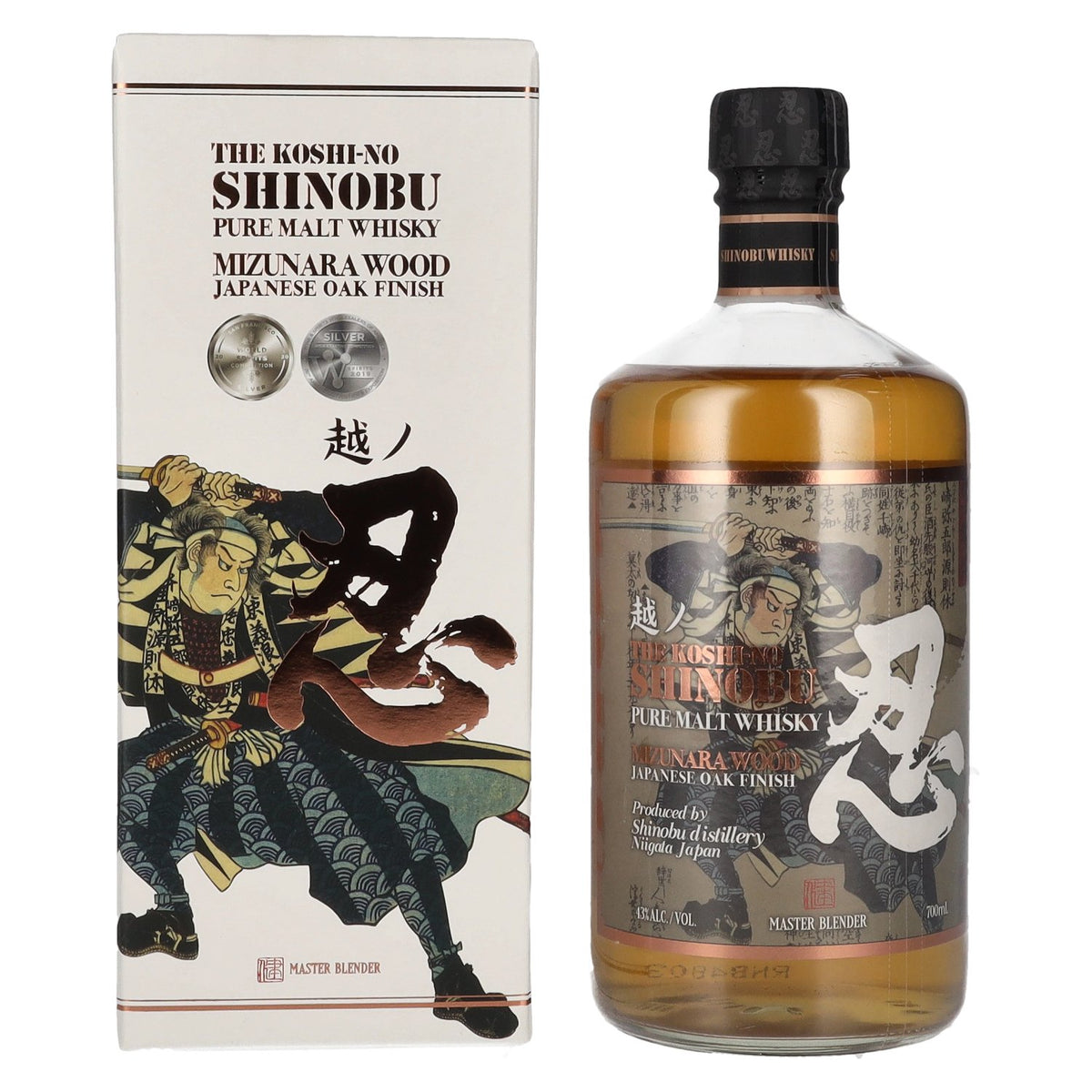 The Koshi-No Shinobu Pure Malt Whisky Mizunara Oak Finish 43% vol. 0.7 l in a gift box