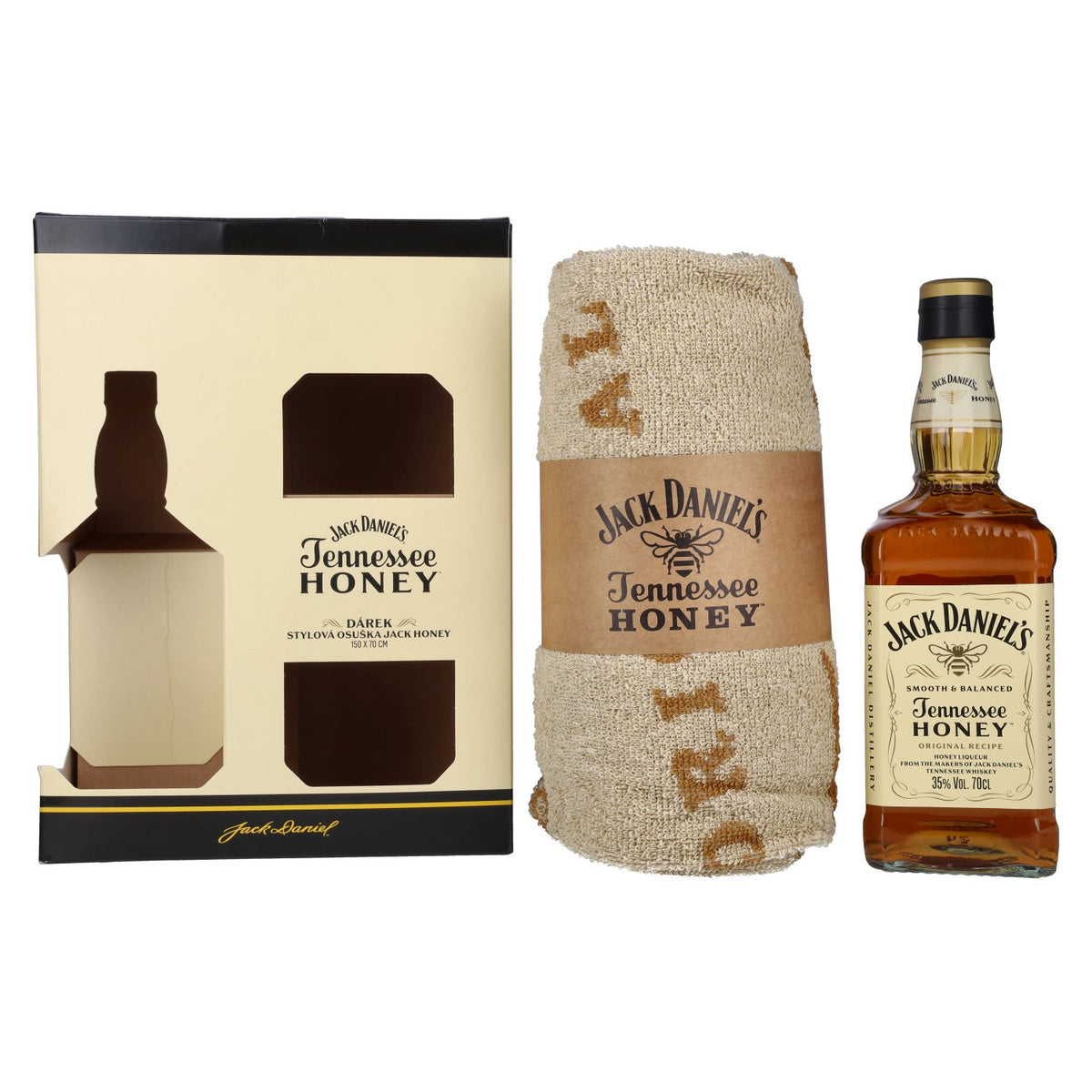 Jack Daniel's Tennessee HONEY 35% vol. 0,7 l in geschenkverpakking met handdoek