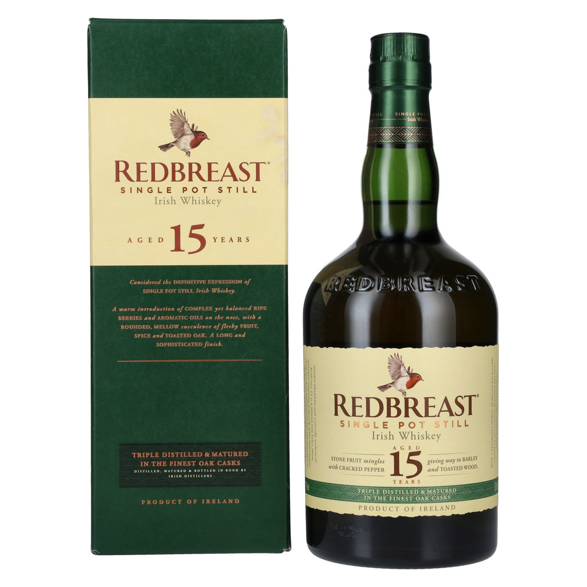 Redbreast 15 Years Old Single Pot Still Irish Whiskey 46% vol. 0.7 l in a gift box