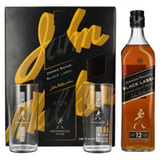 Johnnie Walker BLACK LABEL 12 Years Old Blended Scotch Whisky 40% Vol. 0,7l in geschenkverpakking met 2 highball glazen