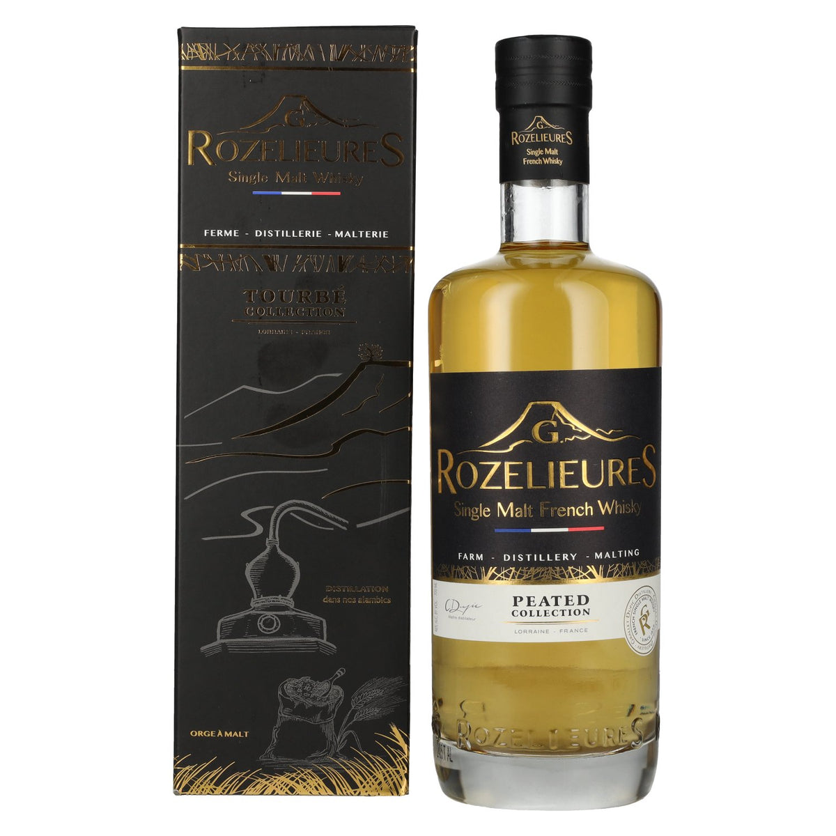 G. Rozelieures TOURBÉ (PEATED) COLLECTION Whisky single malt 46 % vol., 0,7 l, dans un coffret cadeau