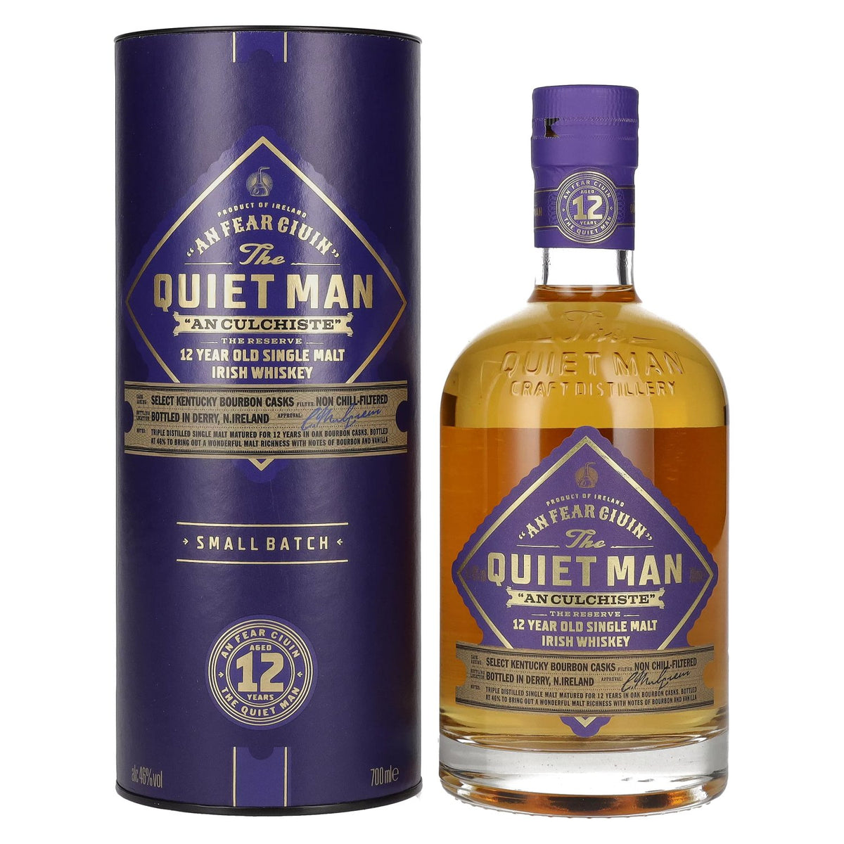 The Quiet Man Irish Whiskey AN CULCHISTE 12-Year-Old Single Malt Irish Whisky 46% ABV 0.7l in a gift box