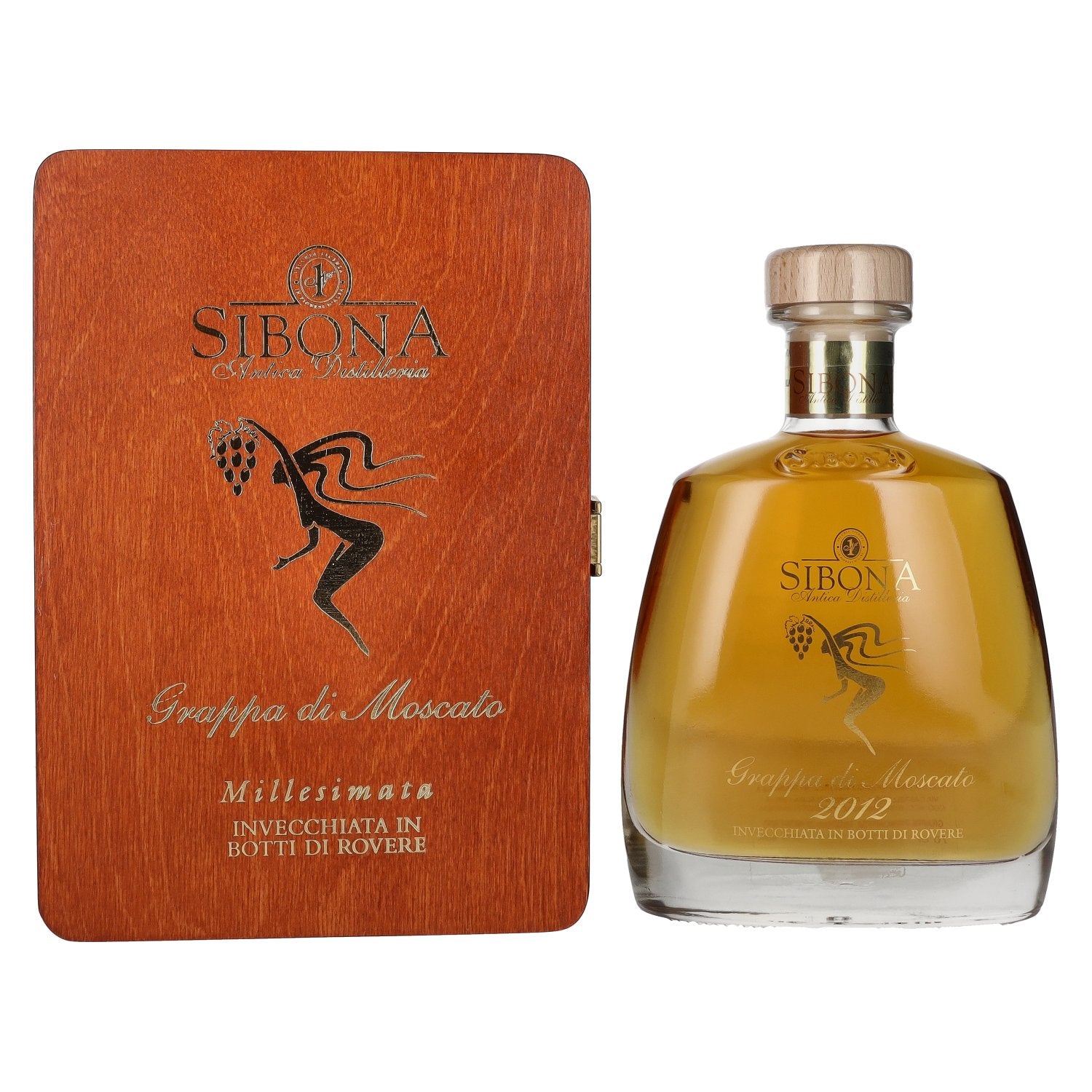 Sibona RISERVA SPECIALE Grappa di Moscato MILLESIMATA 2012 44% Vol. 0,7l in houten doos