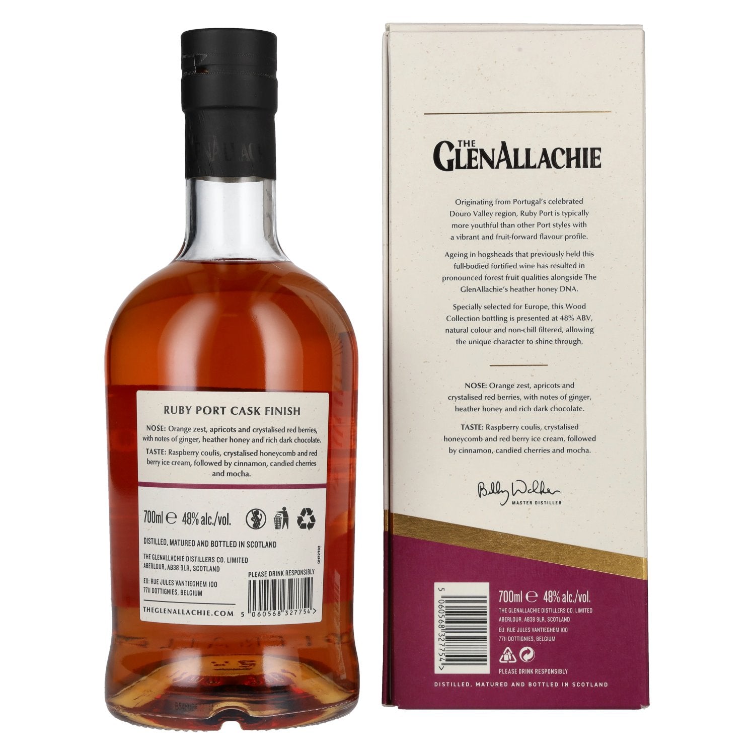 The GlenAllachie 10 Years Old RUBY PORT WOOD FINISH 48% Vol. 0,7l in geschenkverpakking