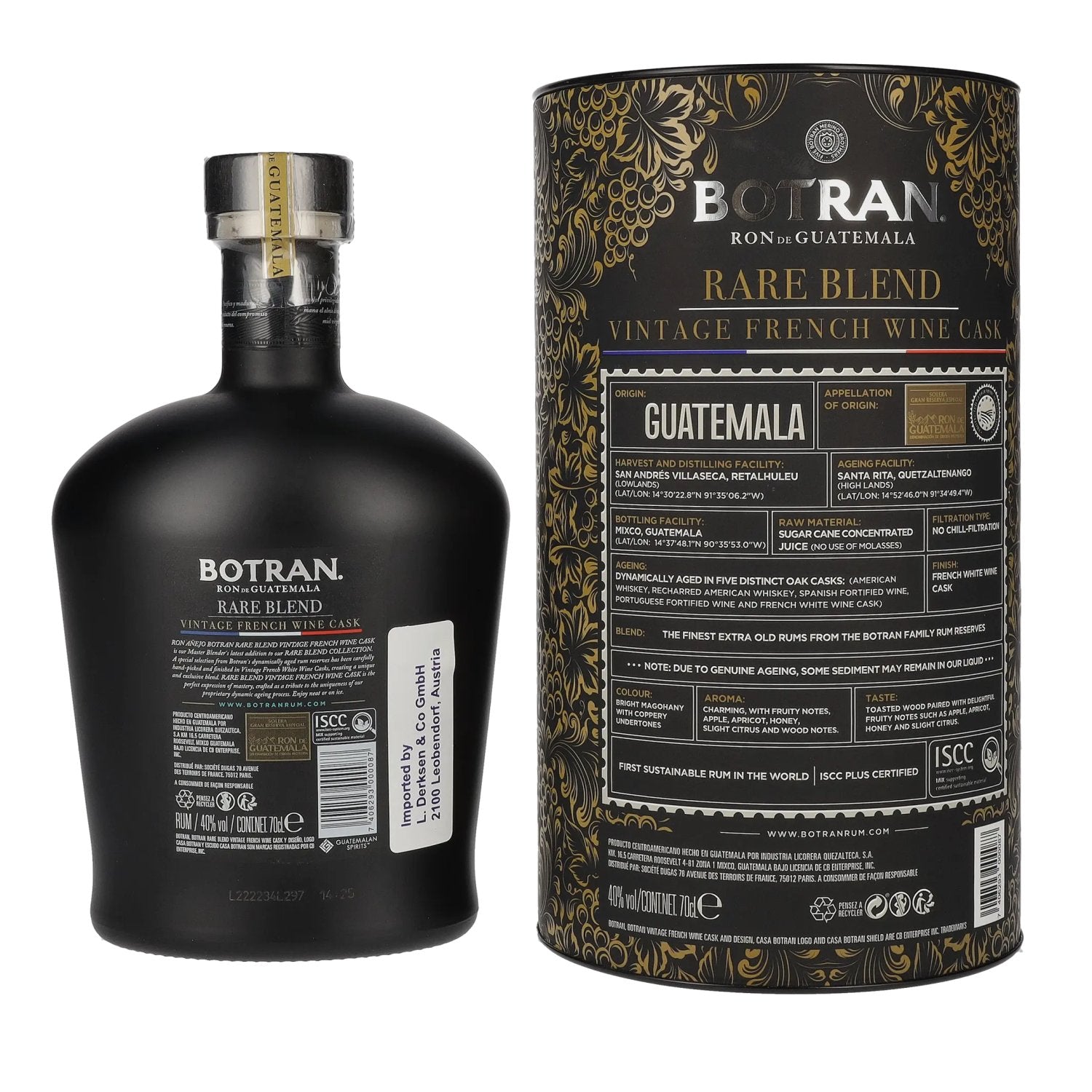 Ron Botran RARE BLEND Vintage Frans Wijnvat 40% Vol. 0,7l in geschenkverpakking