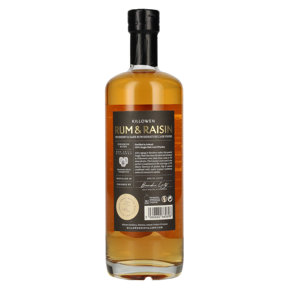 Killowen Rum &amp; Raisin PX Sherry &amp; Dark Rum Signature Cask Finish Ierse whisky 55% vol. 0,7 l