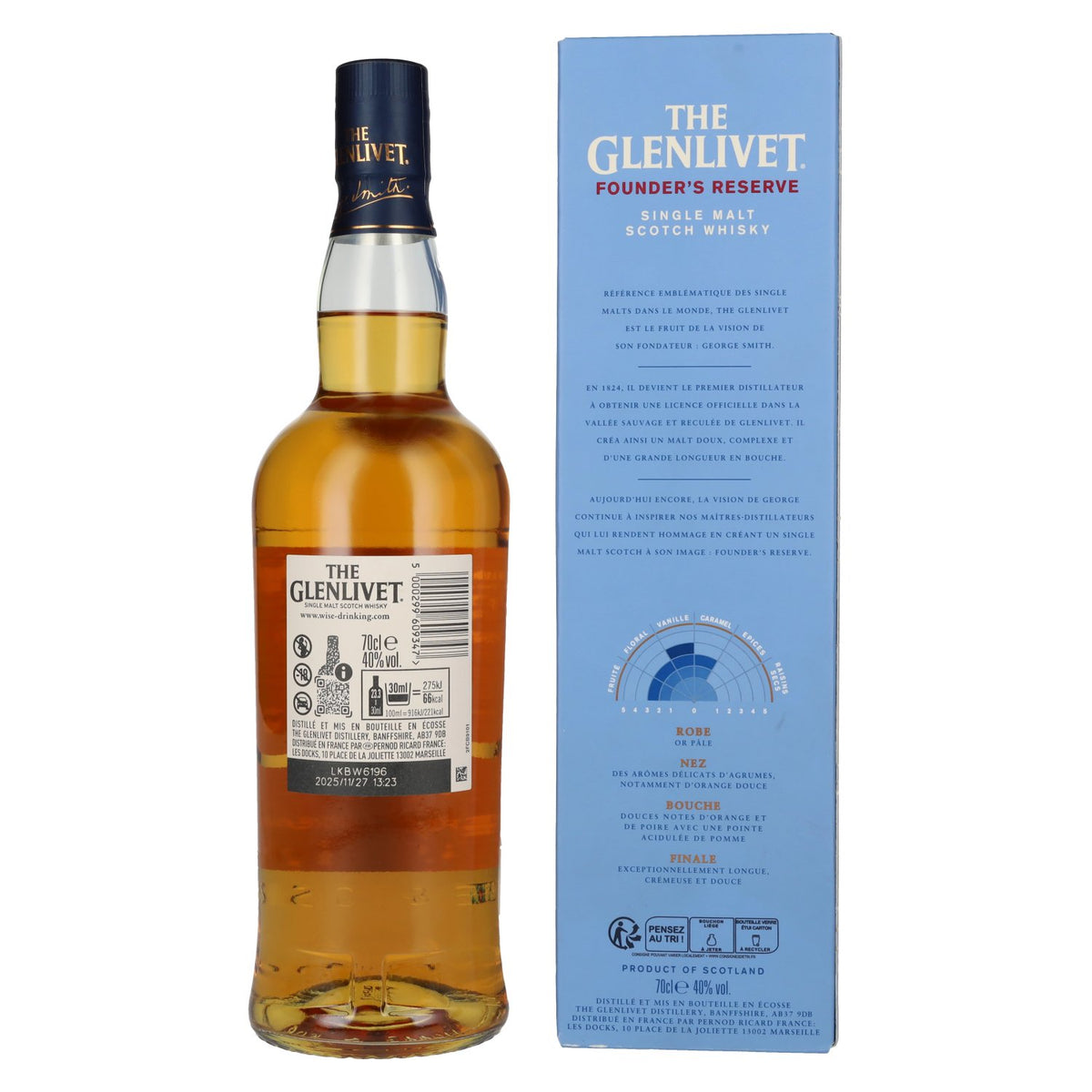 The Glenlivet FOUNDER'S RESERVE Sélection de fûts de chêne américain 40 % vol. 0,7 l dans un coffret cadeau
