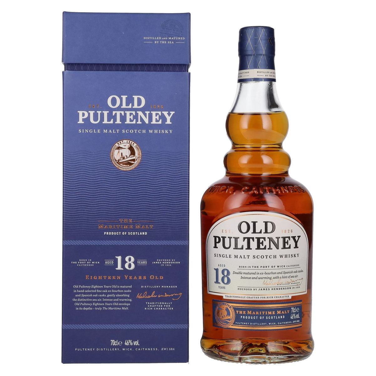 Old Pulteney 18 Years Old Single Malt Scotch Whisky 46% vol. 0,7 l in geschenkverpakking