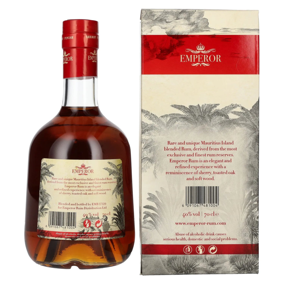 Emperor Rum Mauritian Aged Blend, finition au sherry, 40 % vol., 0,7 l, dans un coffret cadeau