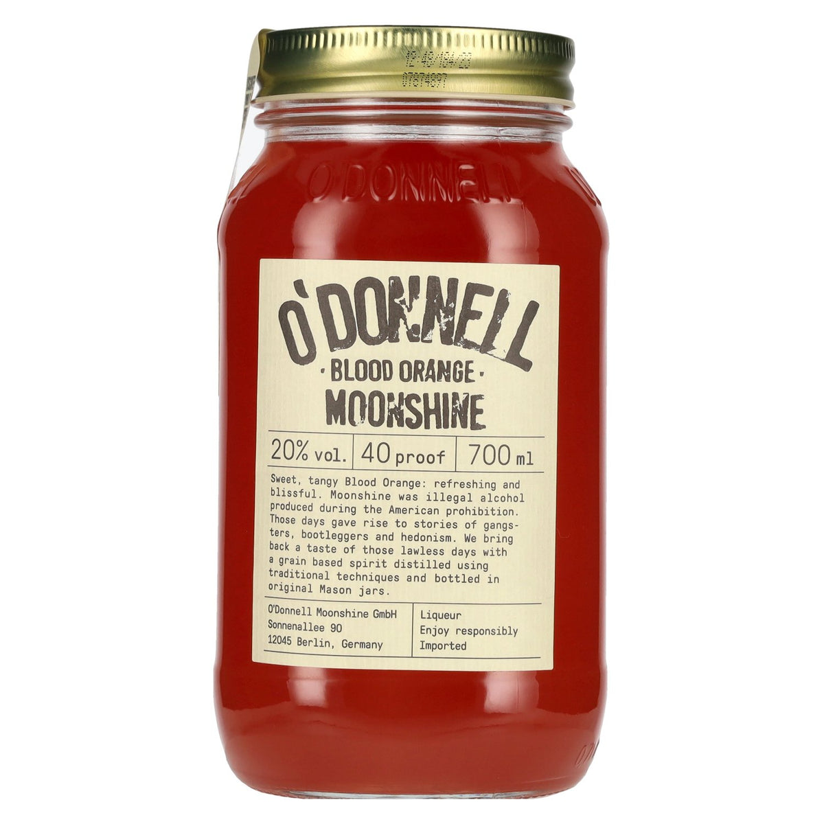 O'Donnell Moonshine BLOOD ORANGE Liqueur 20% ABV 0.7l