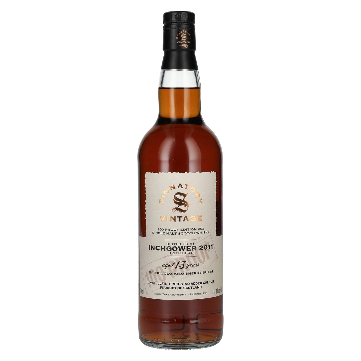 Signatory Vintage 100 Proof Edition INCHGOWER 13 Years Old Single Malt #53 2011 57,1% Vol. 0,7l