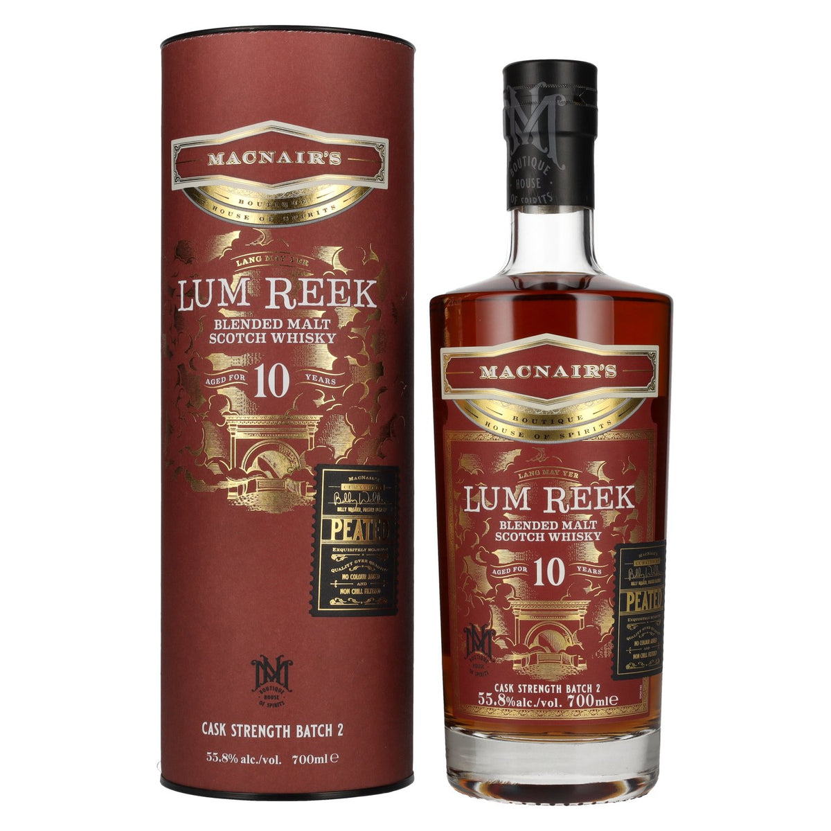 MacNair’s Lum Reek 10 Years Old CASK STRENGTH Batch 2 55.8% vol. 0.7l in a gift box