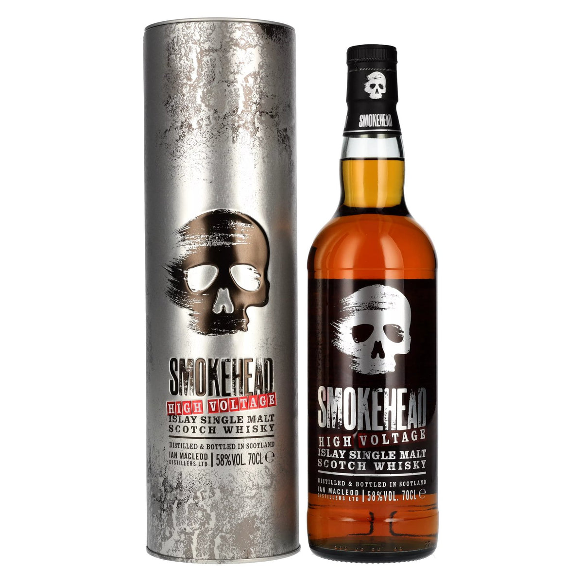Smokehead HIGH VOLTAGE, whisky single malt d'Islay, 58 % vol., 0,7 l, dans une boîte en fer-blanc