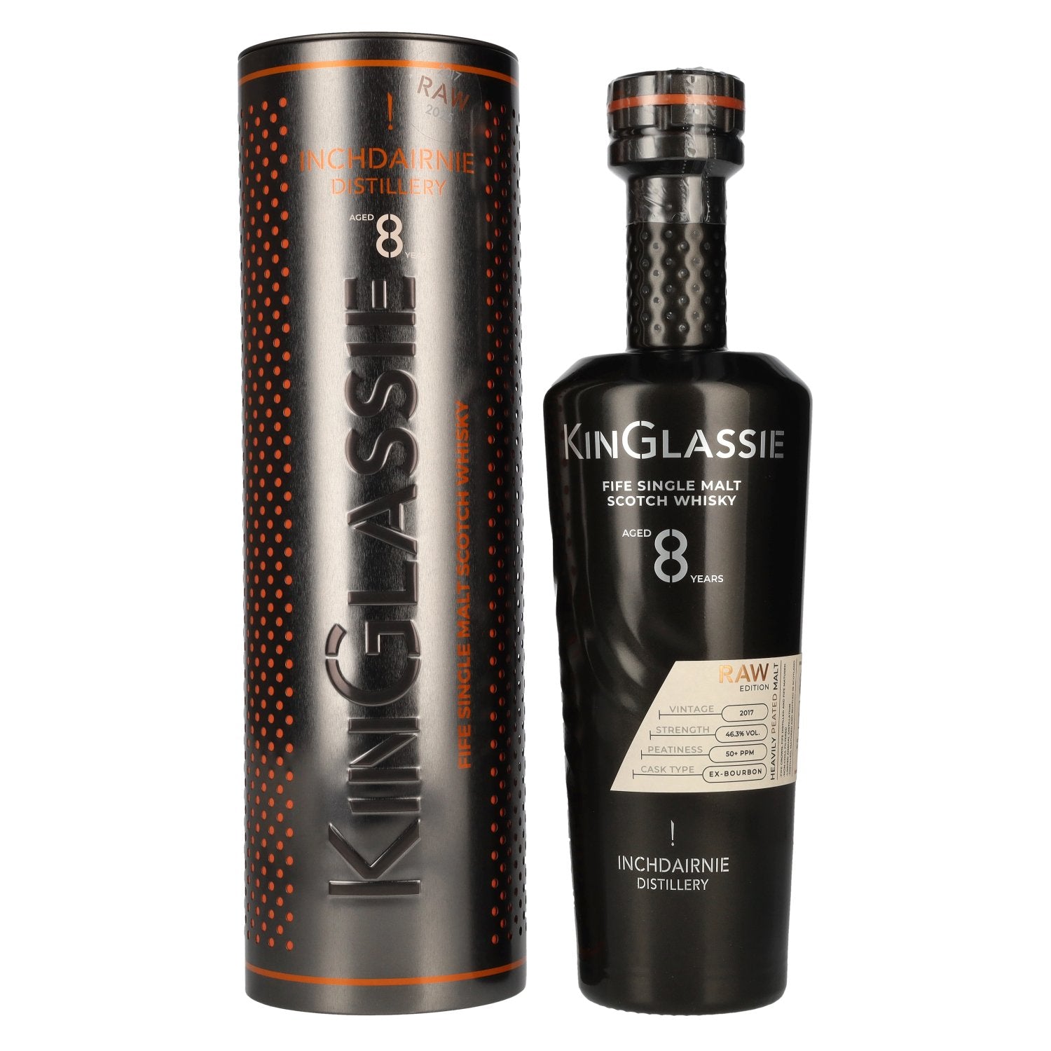 Inchdairnie KinGlassie 8 Years Old Raw Fife Single Malt Scotch Whisky 46,3% Vol. 0,7l in Tinbox