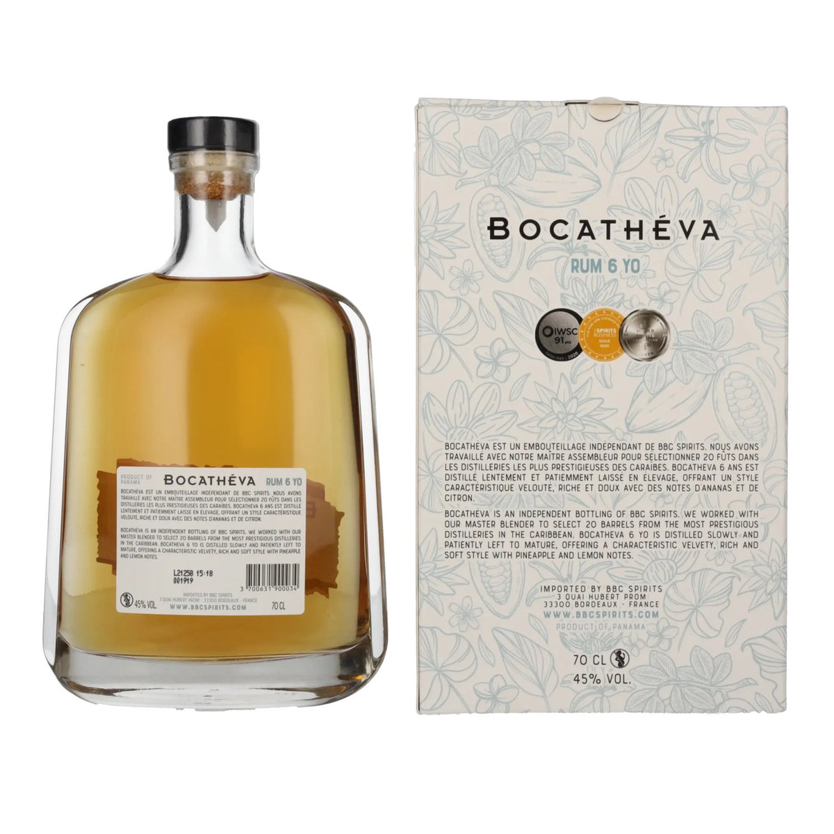Bocathéva 6 Years Old Ron Panama 45% vol. 0,7 l in geschenkverpakking