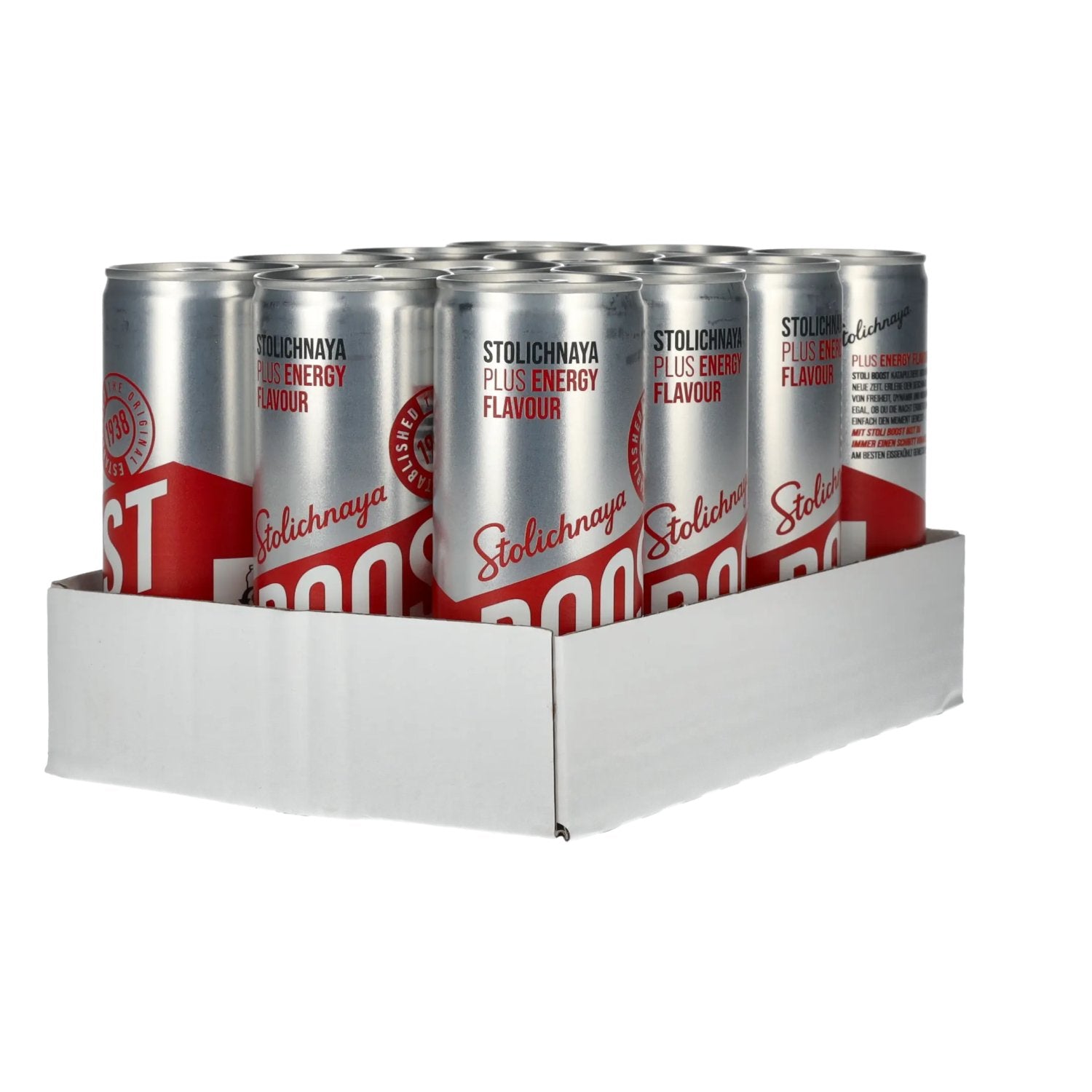 Stolichnaya Boost Plus ENERGY Flavour 5% vol. 12 x 0.25 l tins (deposit required)