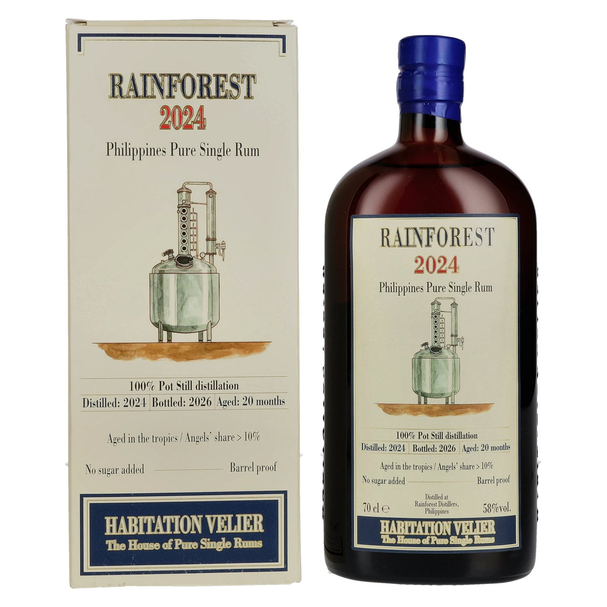 Habitation Velier RAINFOREST Philippines Pure Single Rum 2024 58 % vol. 0,7 l dans un coffret cadeau