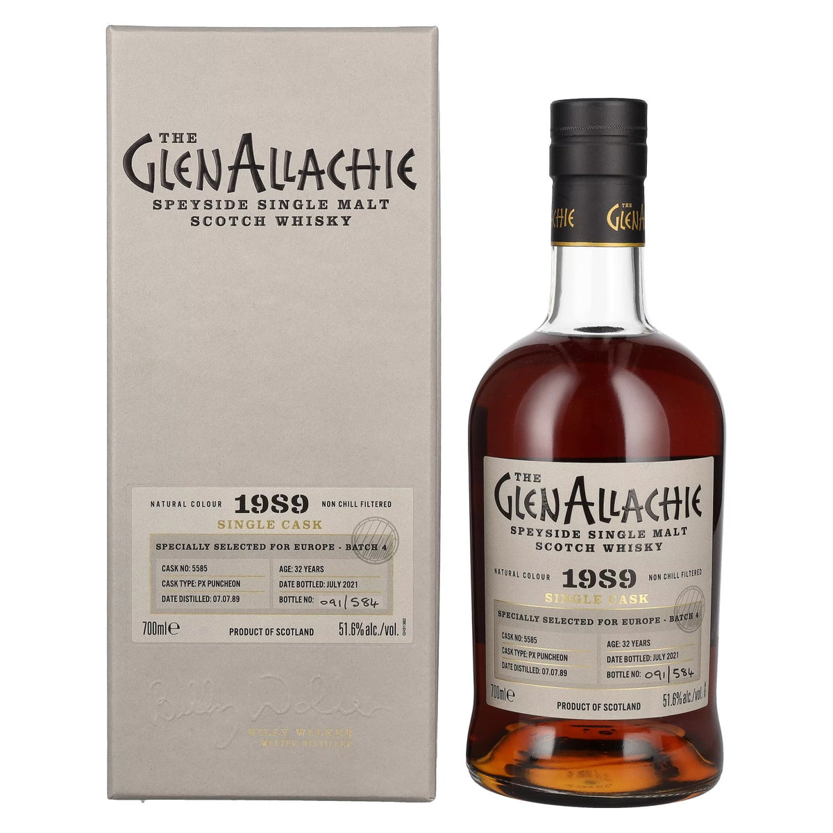 The GlenAllachie SINGLE CASK 32 ans d'âge PX PUNCHEON 51,6 % vol. 0,7 l dans un coffret cadeau