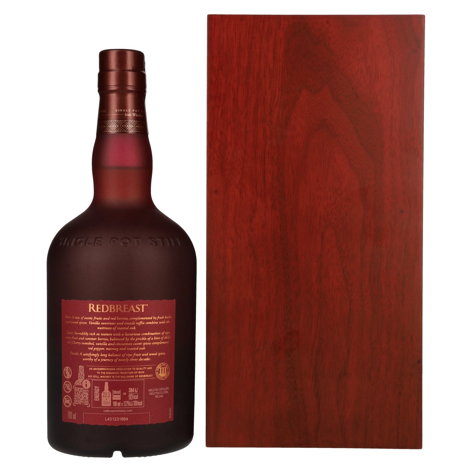 Redbreast 27 Years Old Single Pot Still Irish Whiskey RUBY PORT CASK 55,9% vol. 0,7l dans une caisse en bois