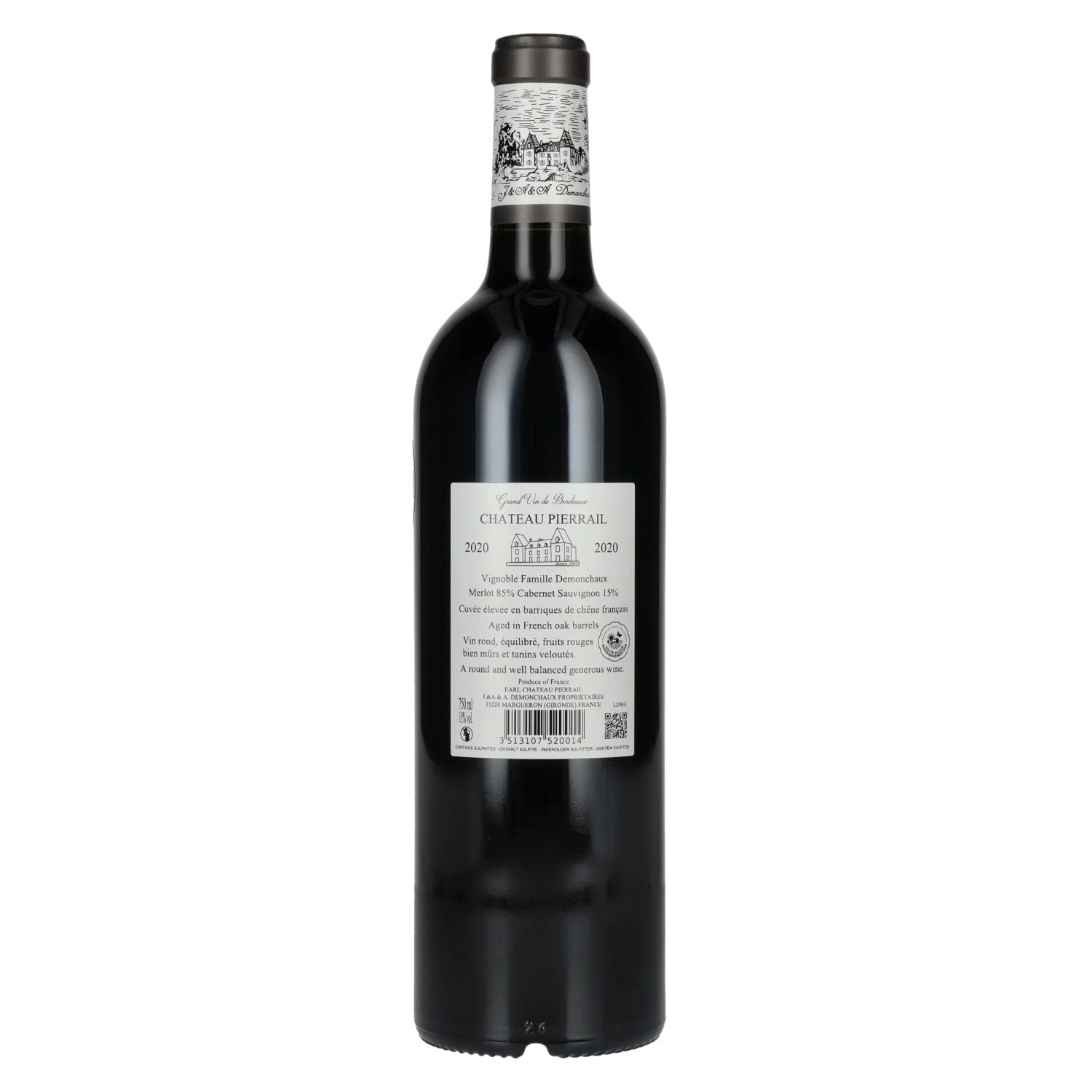 Chateau Pierrail Bordeaux Supérieur 2020 15% Vol. 0,75l