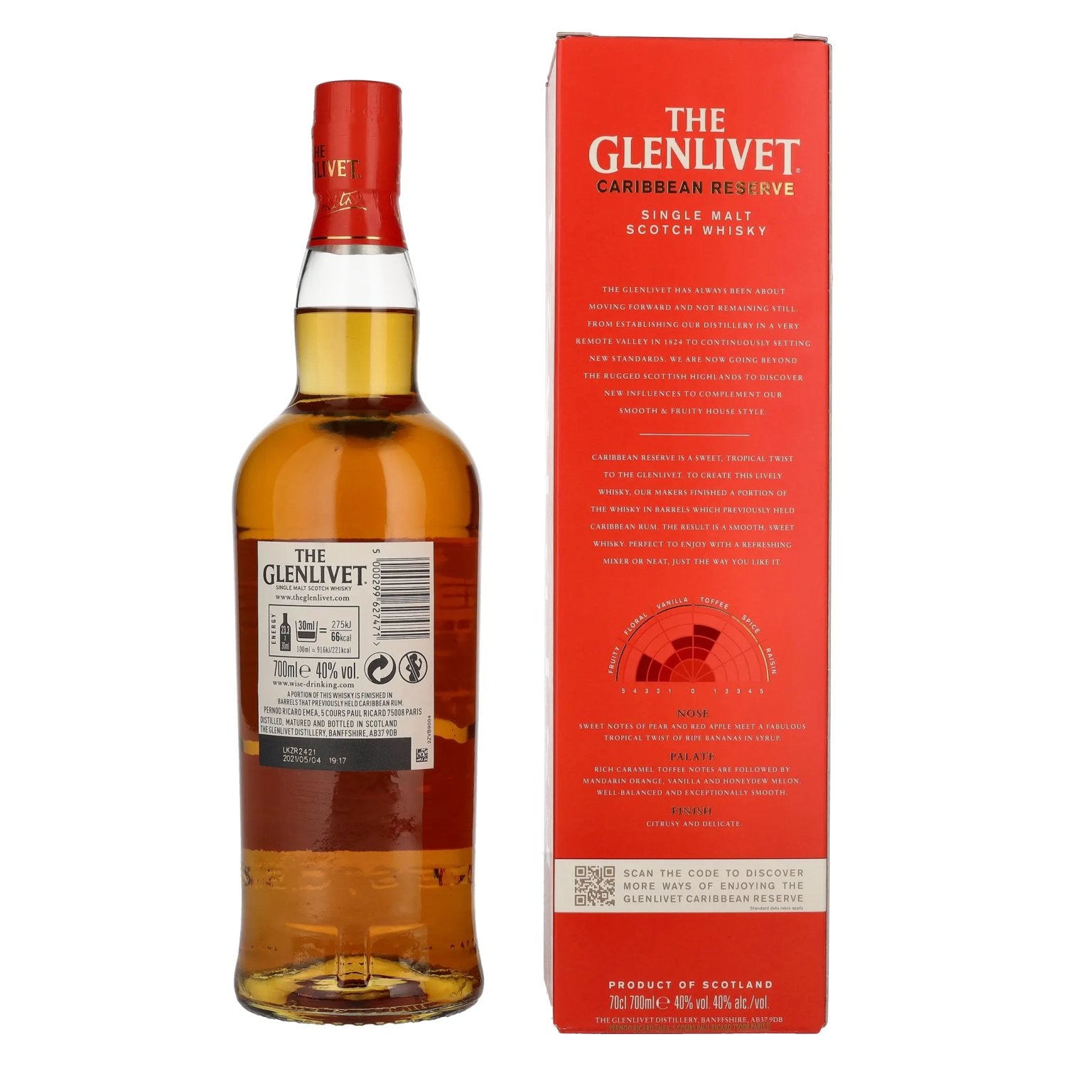 The Glenlivet Caribbean Reserve Single Malt Scotch Whisky 40% Vol. 0,7l in geschenkverpakking