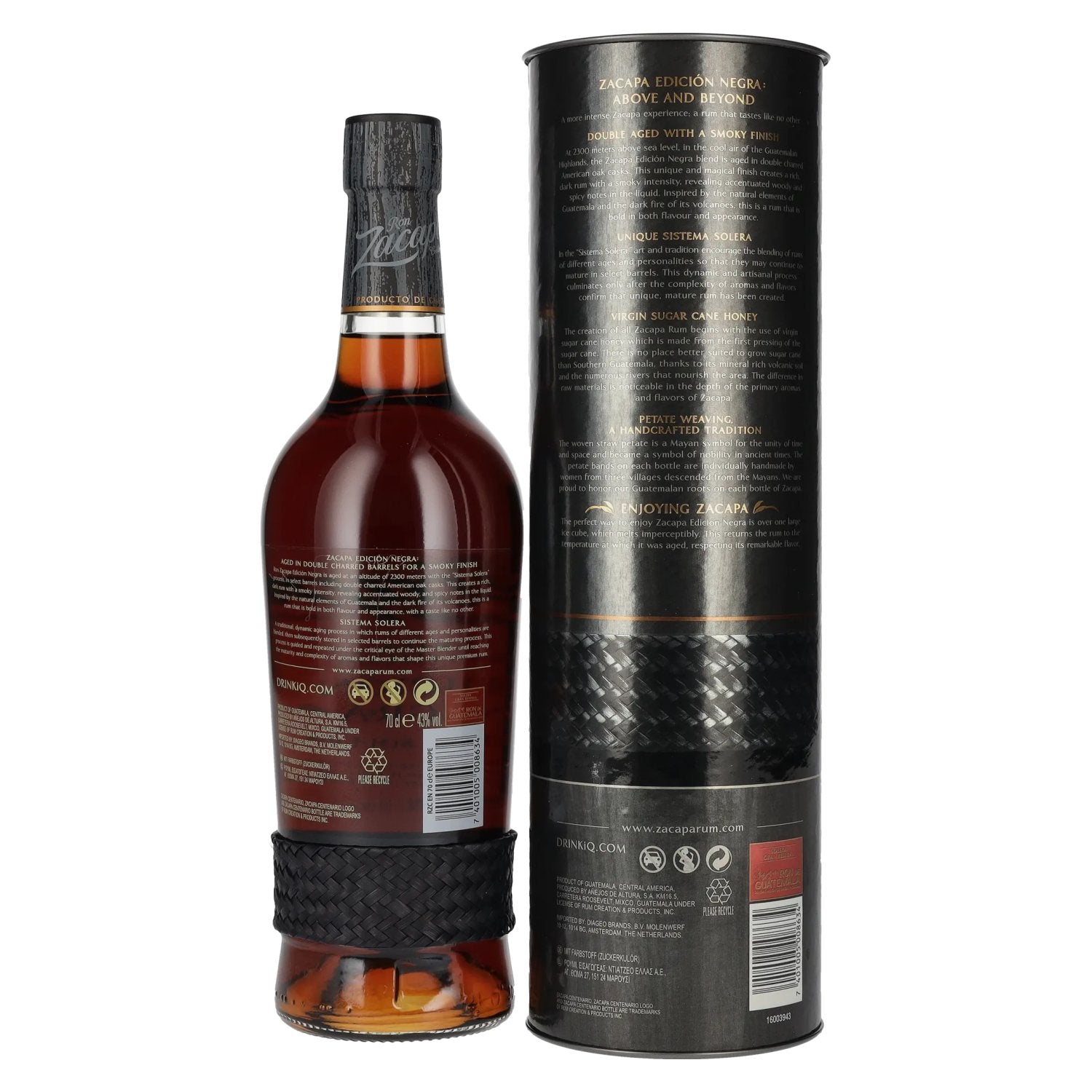 Ron Zacapa Centenario EDICIÓN NEGRA Sistema Solera Gran Reserva 43% Vol. 0,7l in geschenkverpakking