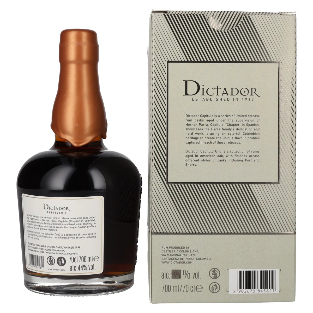 Dictador HOOFDSTUK I 24 Years Old Sherry Cask Colombian Aged Rum 1996 44% vol. 0,7 l in geschenkverpakking
