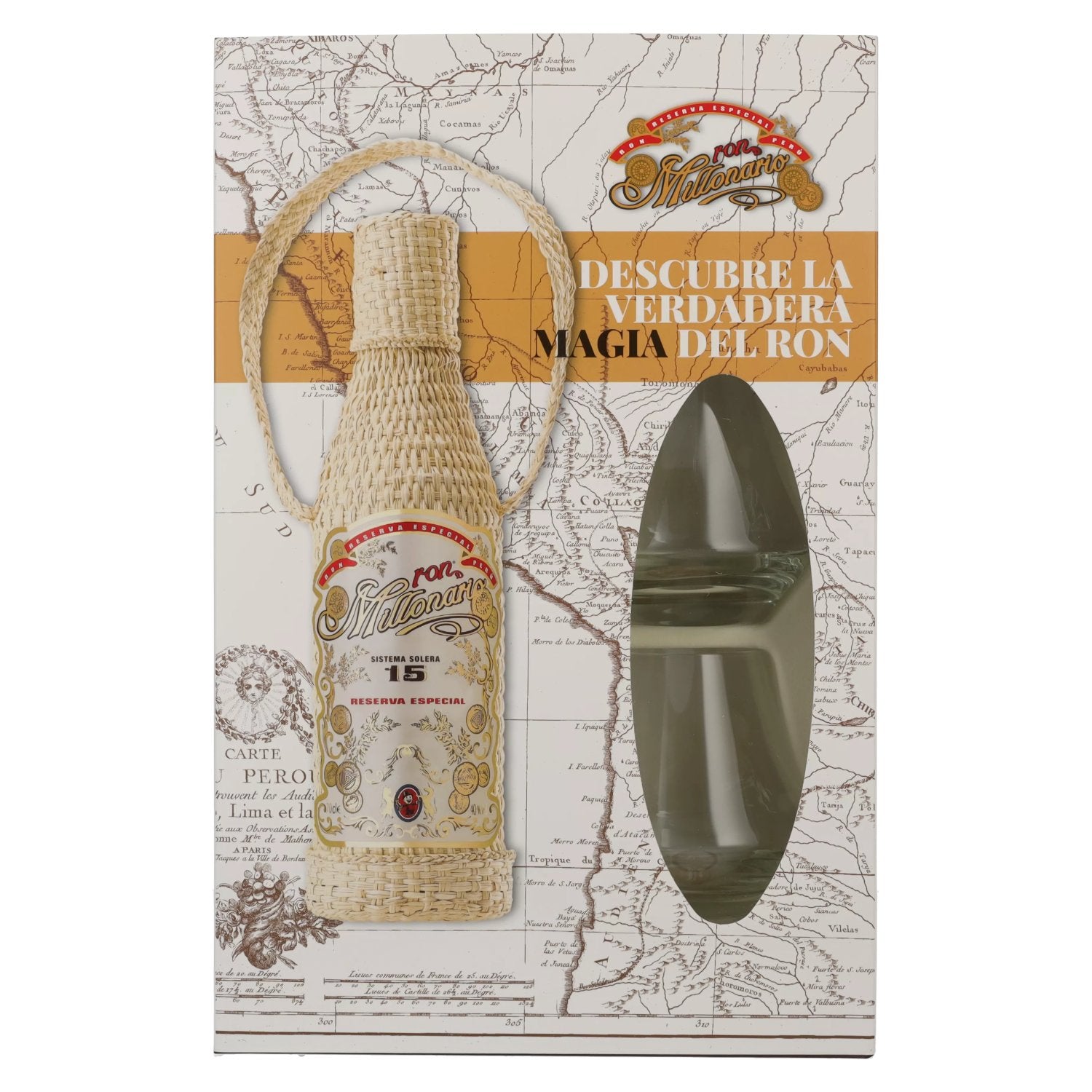Ron Millonario 15 Solera Reserva Especial 40% Vol. 0,7l in Geschenkbox mit 2 Gläsern
