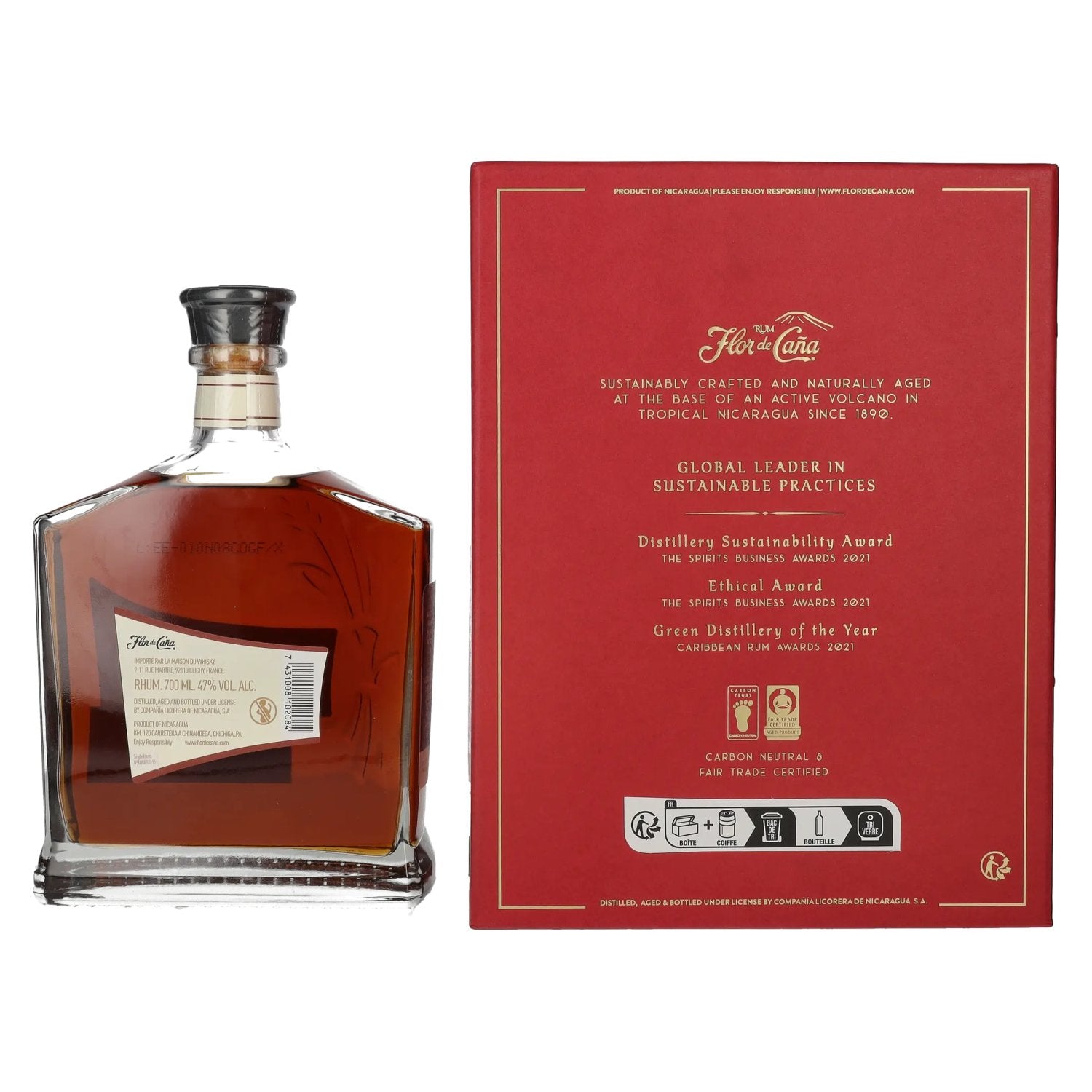 Flor de Caña Rum Cognac Cask Finish Vintage 1997 47% Vol. 0,7l in Geschenkbox