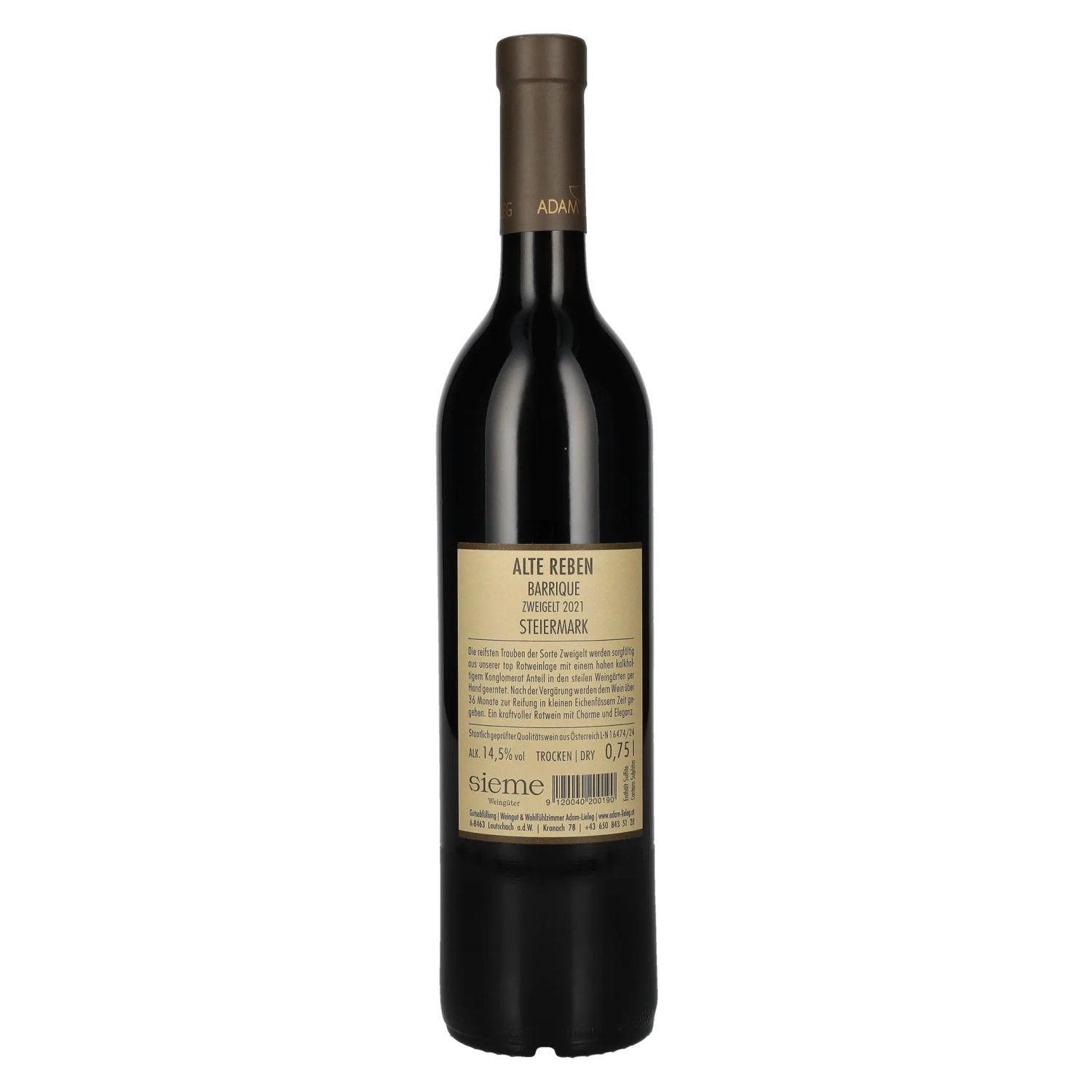 Adam-Lieleg Alte Reben Zweigelt Barrique Styria 2021 14,5% Vol. 0,75l