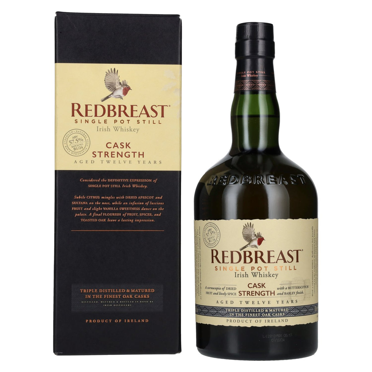Redbreast 12 ans d'âge, Single Pot Still, CASK STRENGTH 57,5 % vol., 0,7 l, dans un coffret cadeau