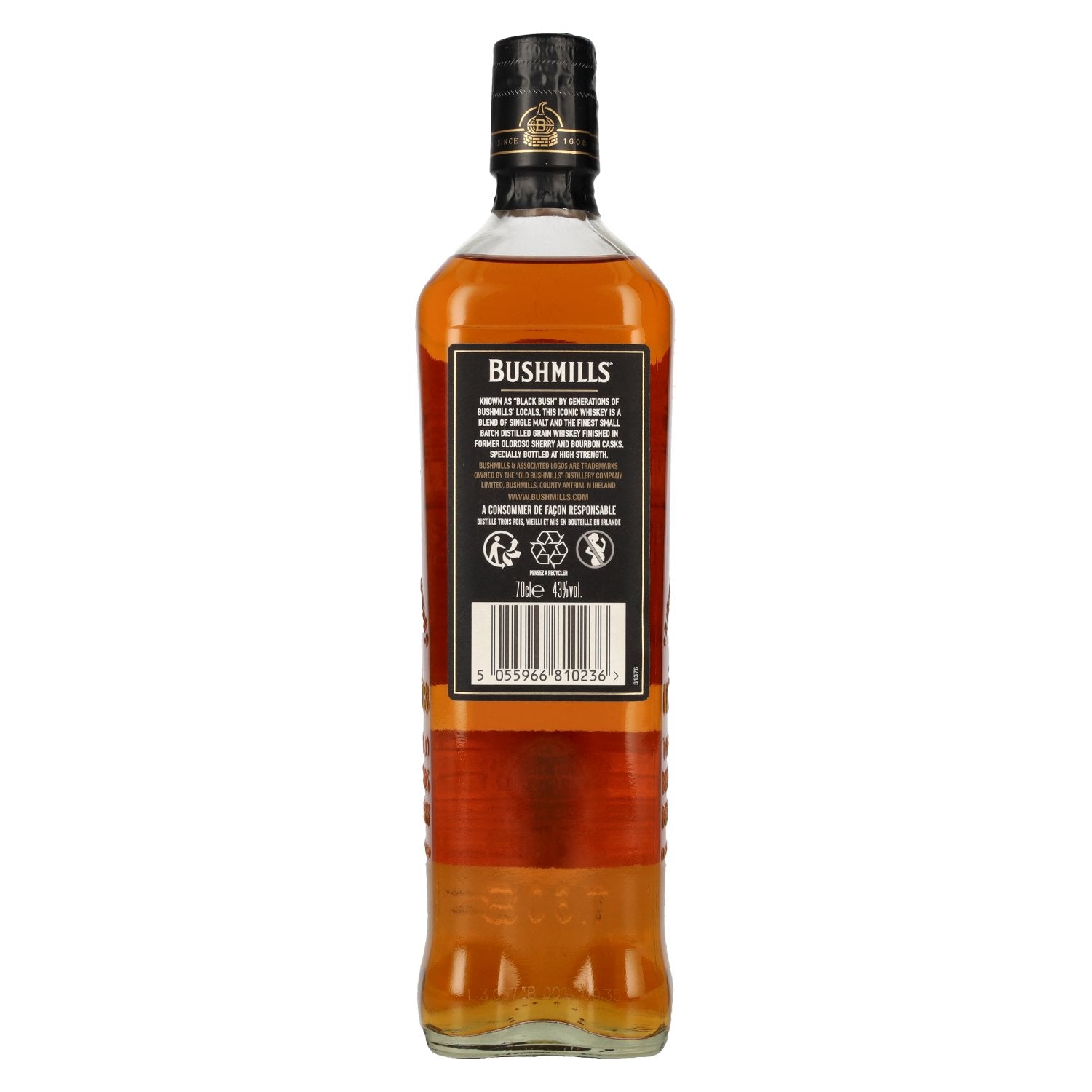 Bushmills BLACK BUSH Ierse whiskey Caviste Editie 43% Vol. 0,7l