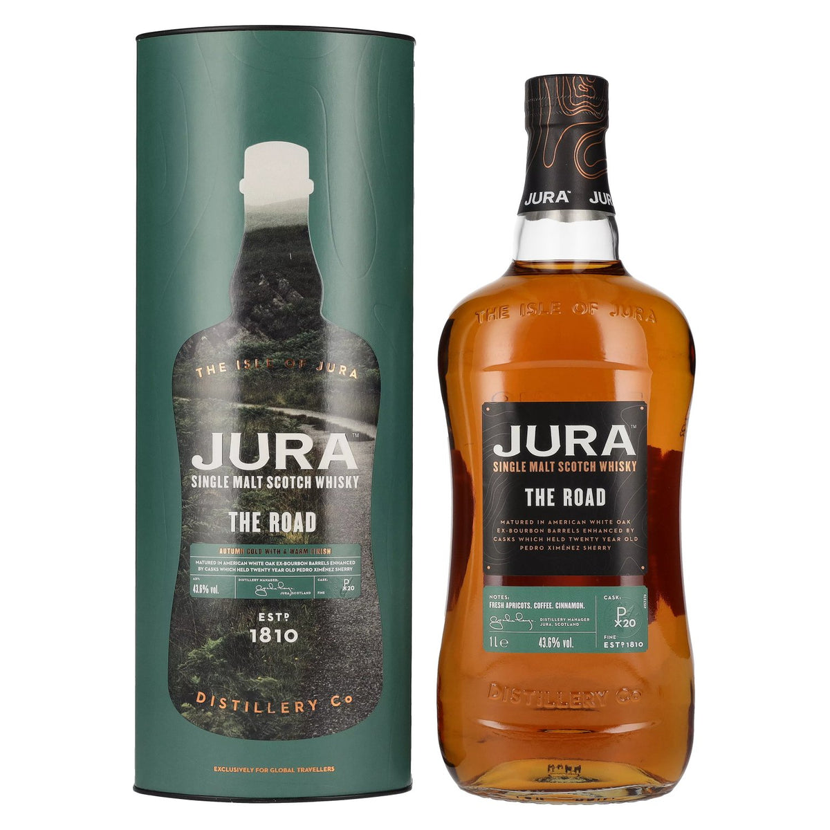 Jura THE ROAD Single Malt Scotch Whisky 43.6% ABV, 1 litre, in a gift box
