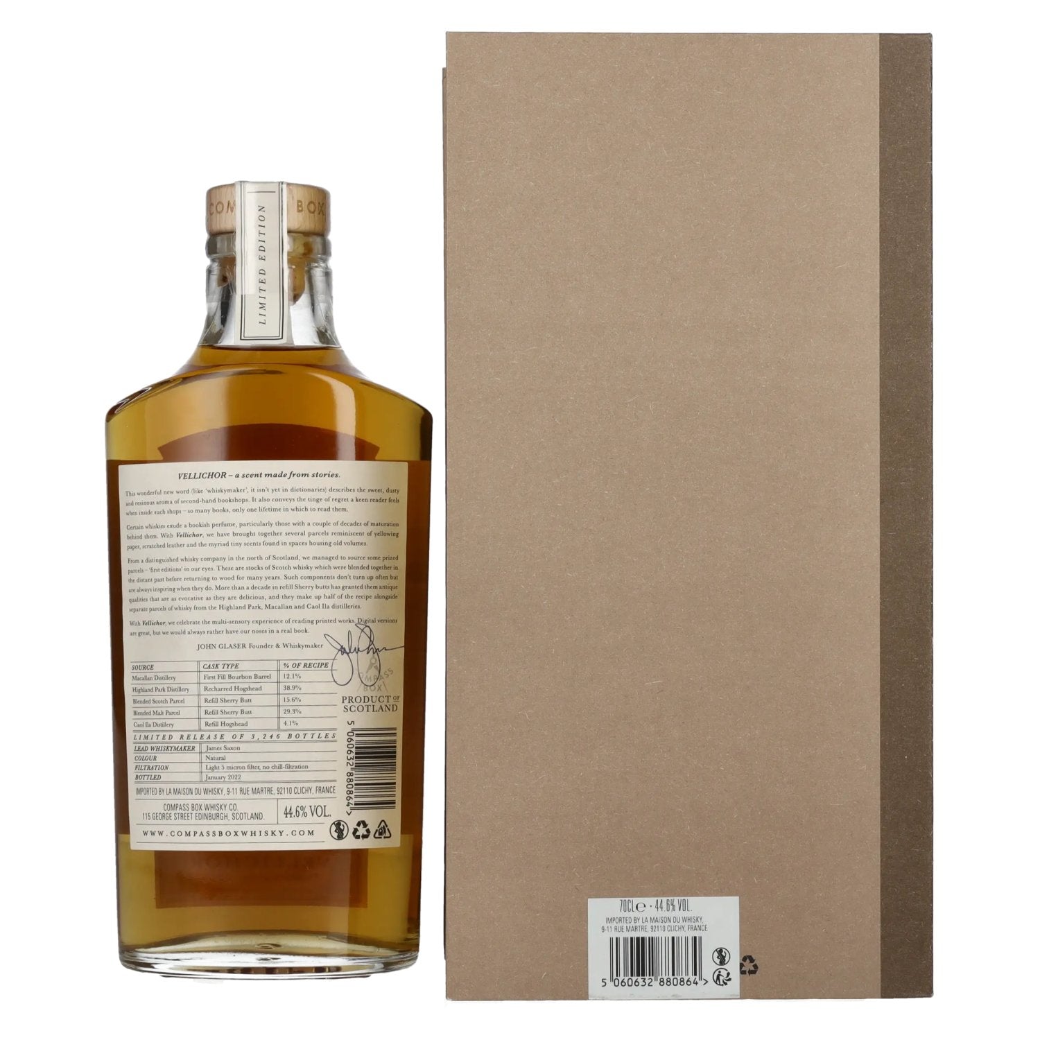 Compass Box VELLICHOR Blended Scotch Whisky 44,6% Vol. 0,7l in geschenkverpakking