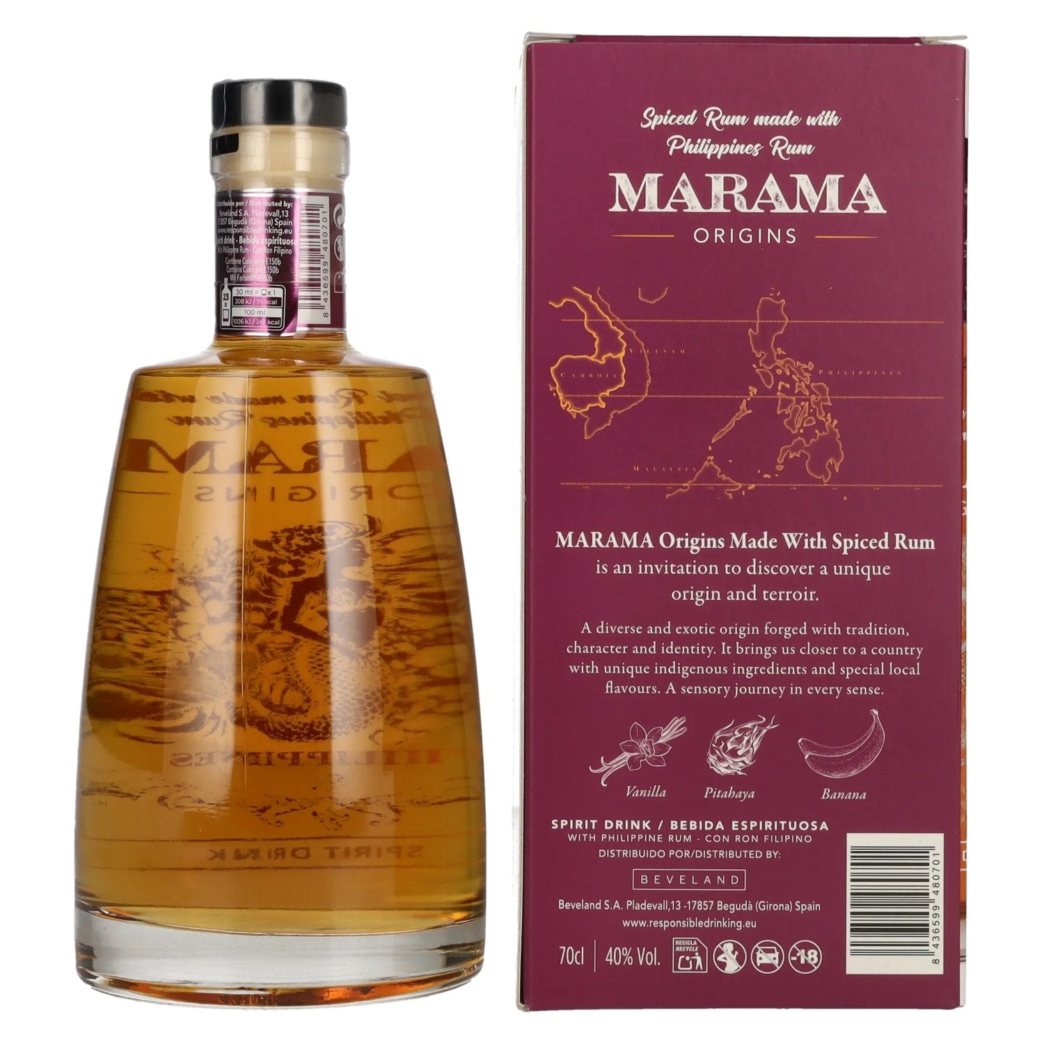 Marama ORIGINS Philippines Spiced Rum 40% Vol. 0,7l in geschenkverpakking