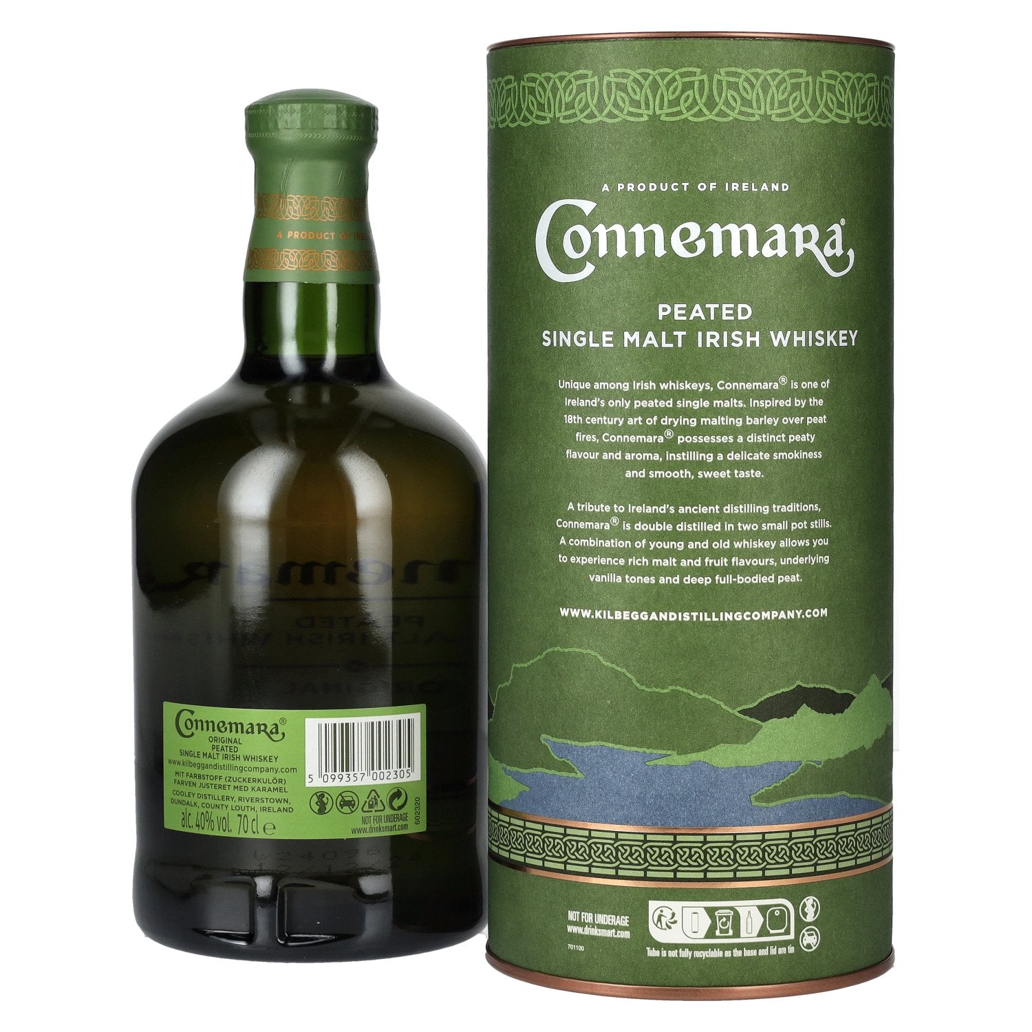 Connemara ORIGINAL Peated Single Malt Irish Whiskey 40% Vol. 0,7l in Geschenkbox