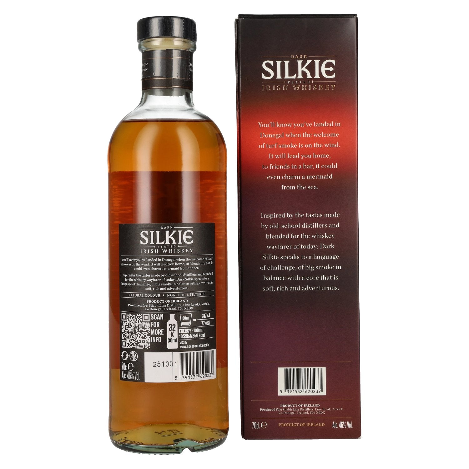 The Legendary DARK SILKIE Irish Whiskey 46% Vol. 0,7l in geschenkverpakking
