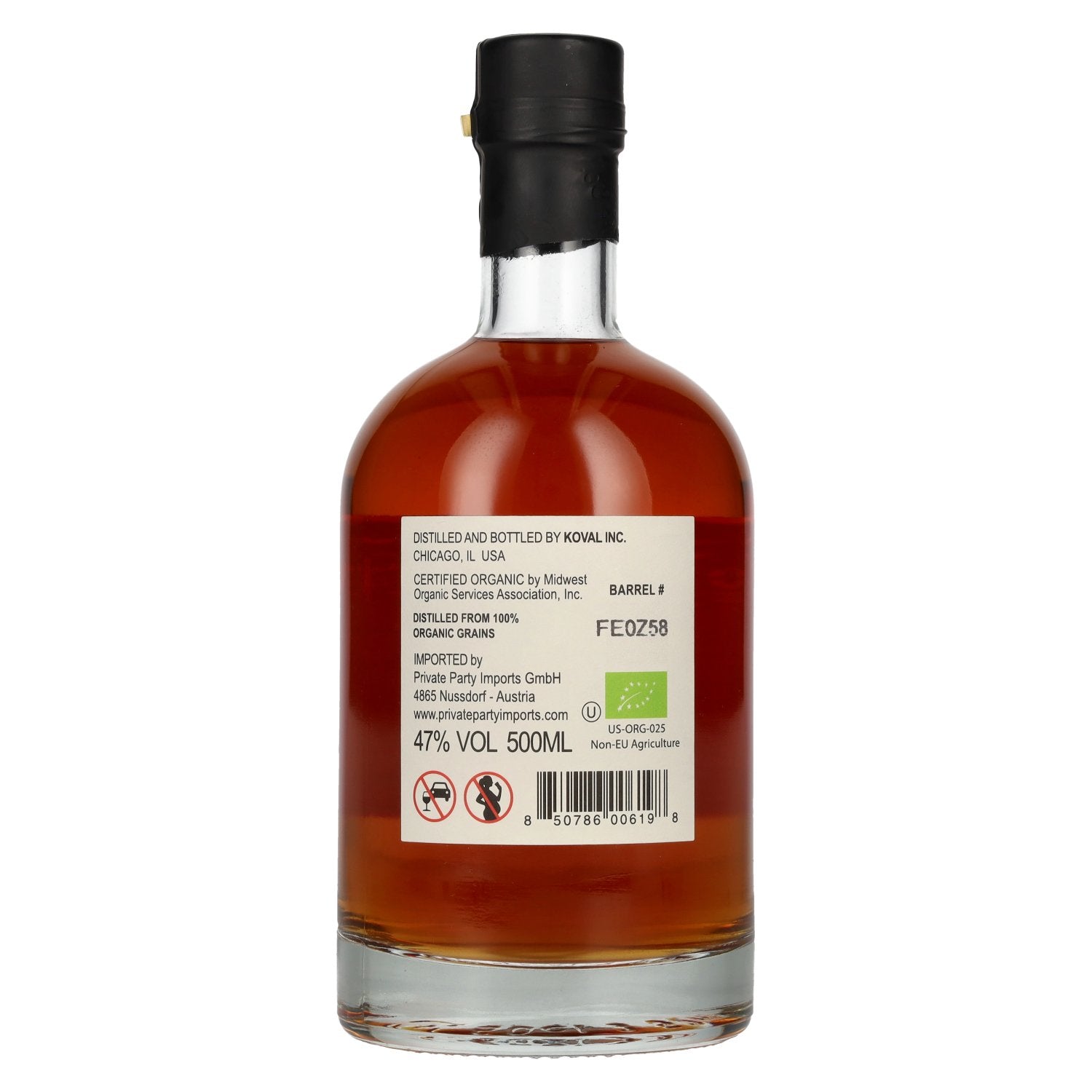 Koval BOURBON Single Barrel Whiskey 47% Vol. 0,5l